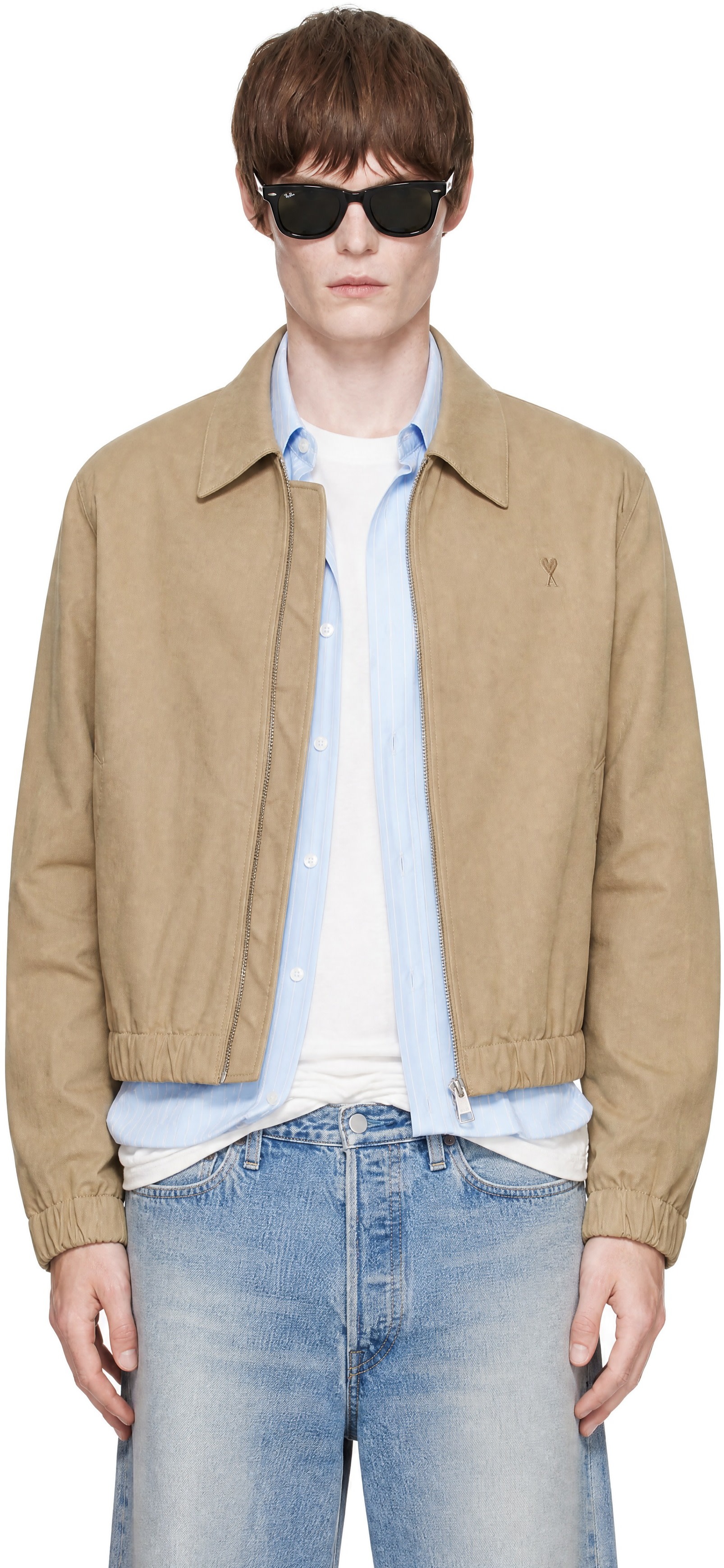 ami paris ベージュ シャツジャケット S AMI Paris: ベージュ Ami de Coeur コットン パデッド ジャケット