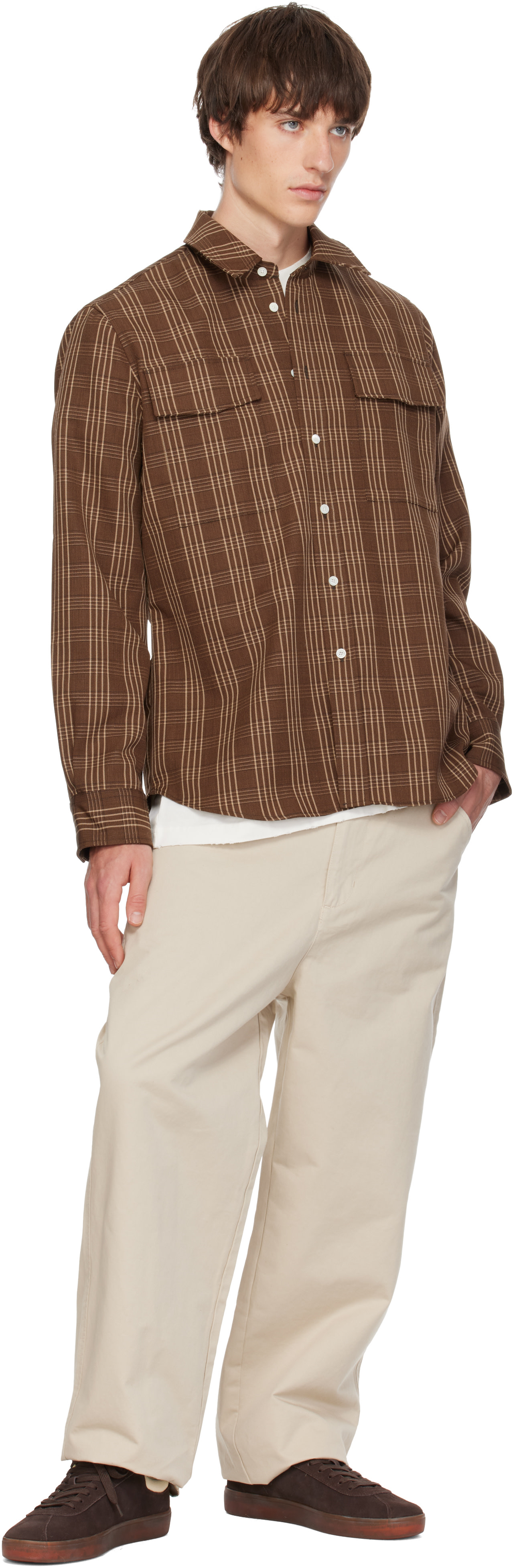 AMI Paris: Brown Classic Fit Flap Pocket Shirt | SSENSE
