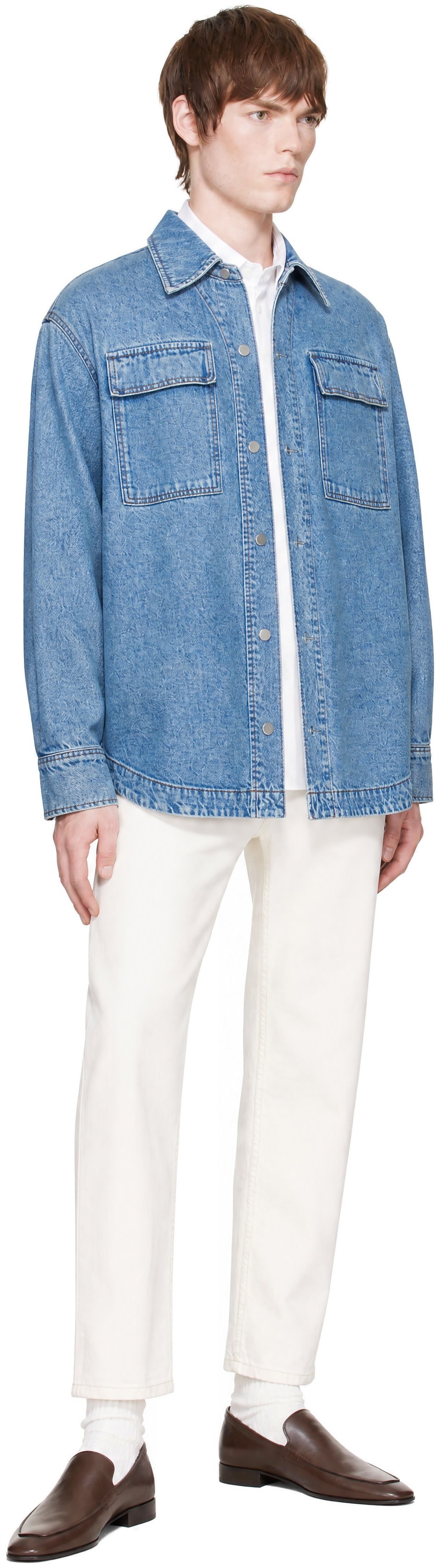 AMI Paris: Blue Camp Collar Overshirt | SSENSE
