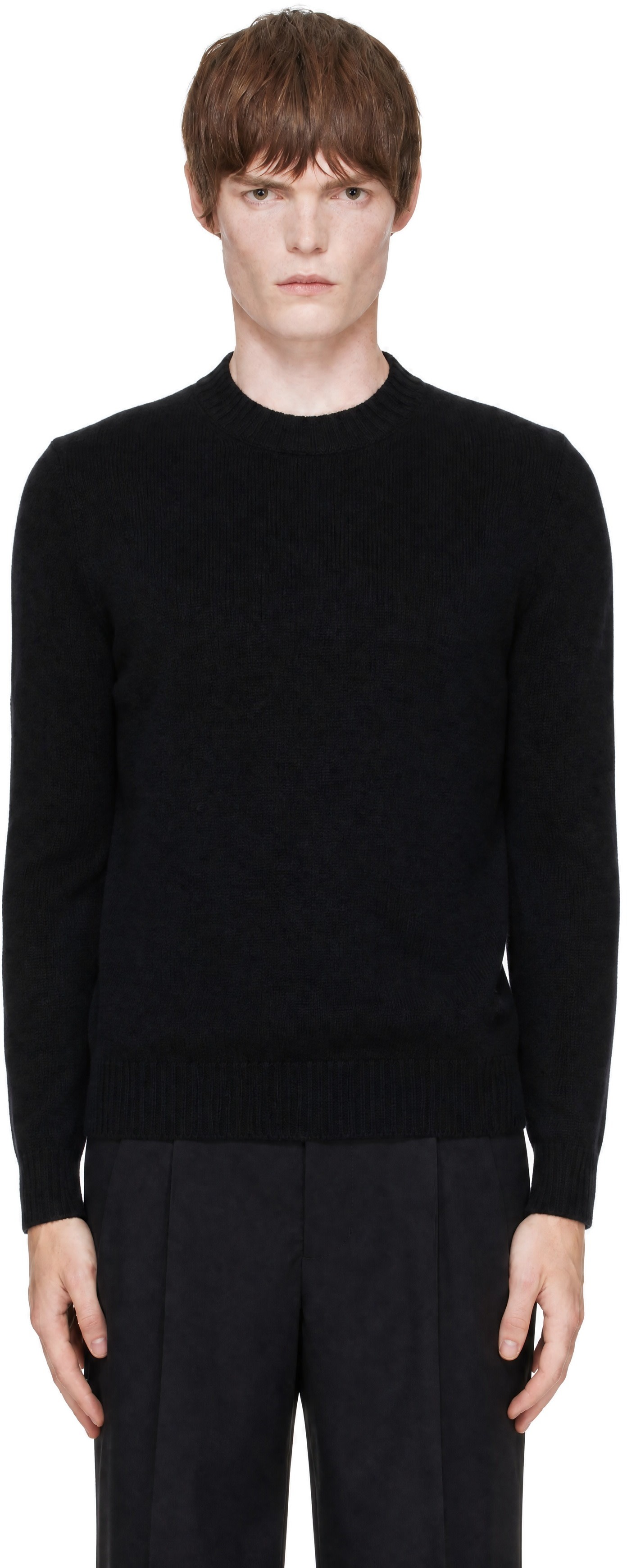 AMI Paris: ブラック Ami de Coeur カシミヤ クルーネックセーター