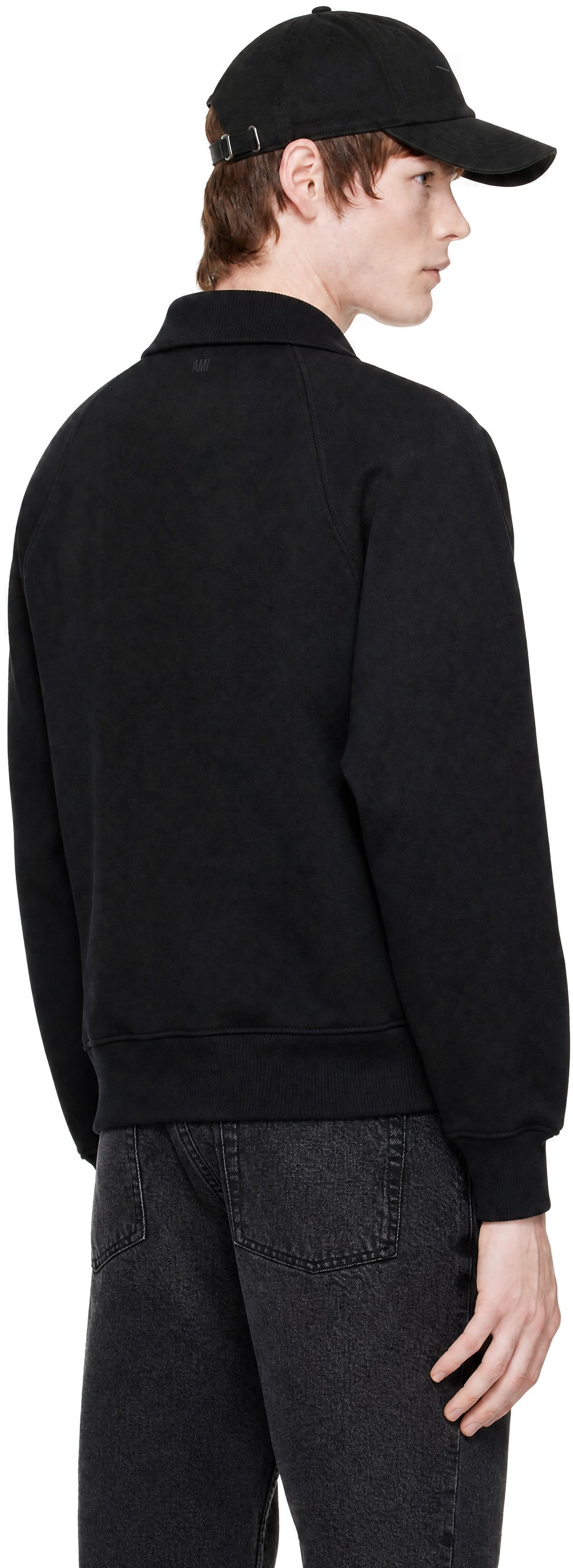 AMI Paris: ブラック Tonal Embossed Ami de Coeur スウェットシャツ