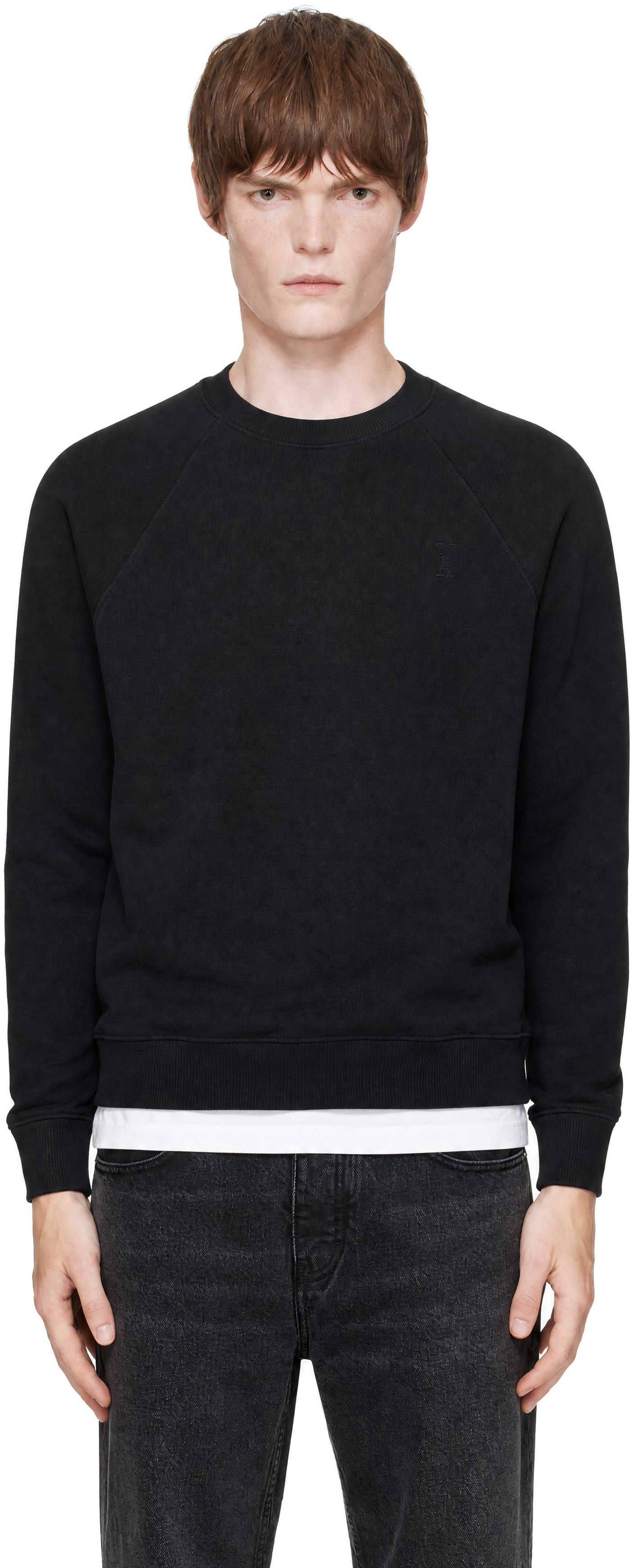 ami alexandre mattiussi スウェット ブラック AMI Paris: ブラック Ami de Coeur コットン エンボス スウェット