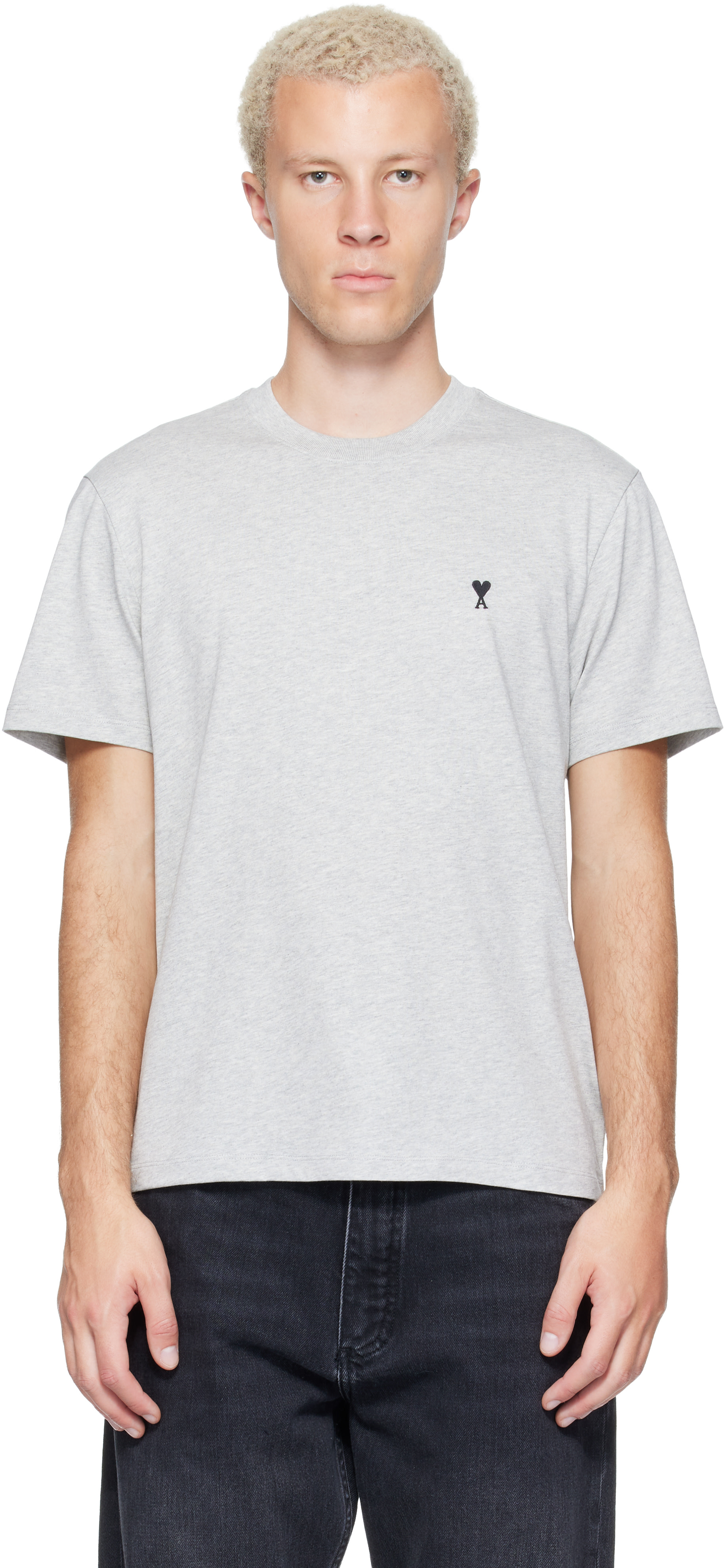 AMI Paris: グレー Ami de Coeur コットン Tシャツ | SSENSE 日本