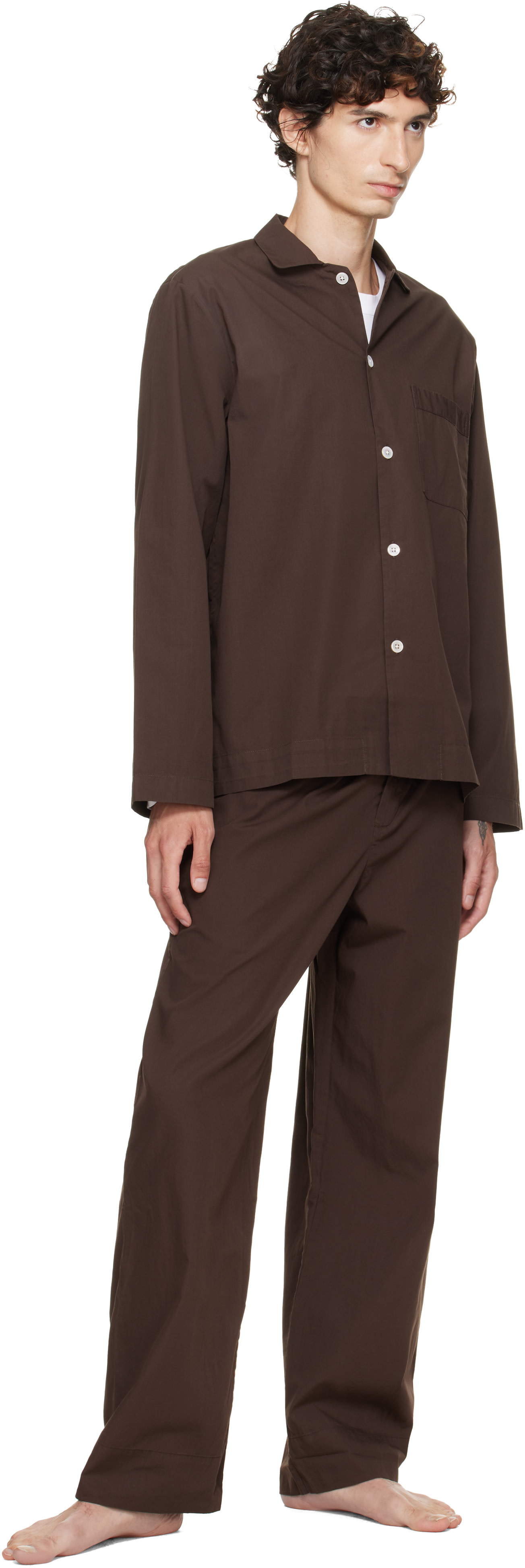 Tekla - Brown Poplin Pyjama Pants