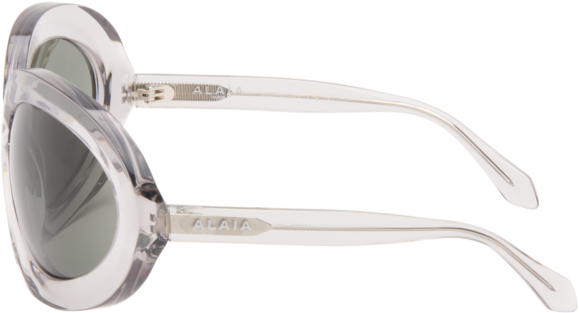 ALAÏA - Grey Round Wraparound Sunglasses