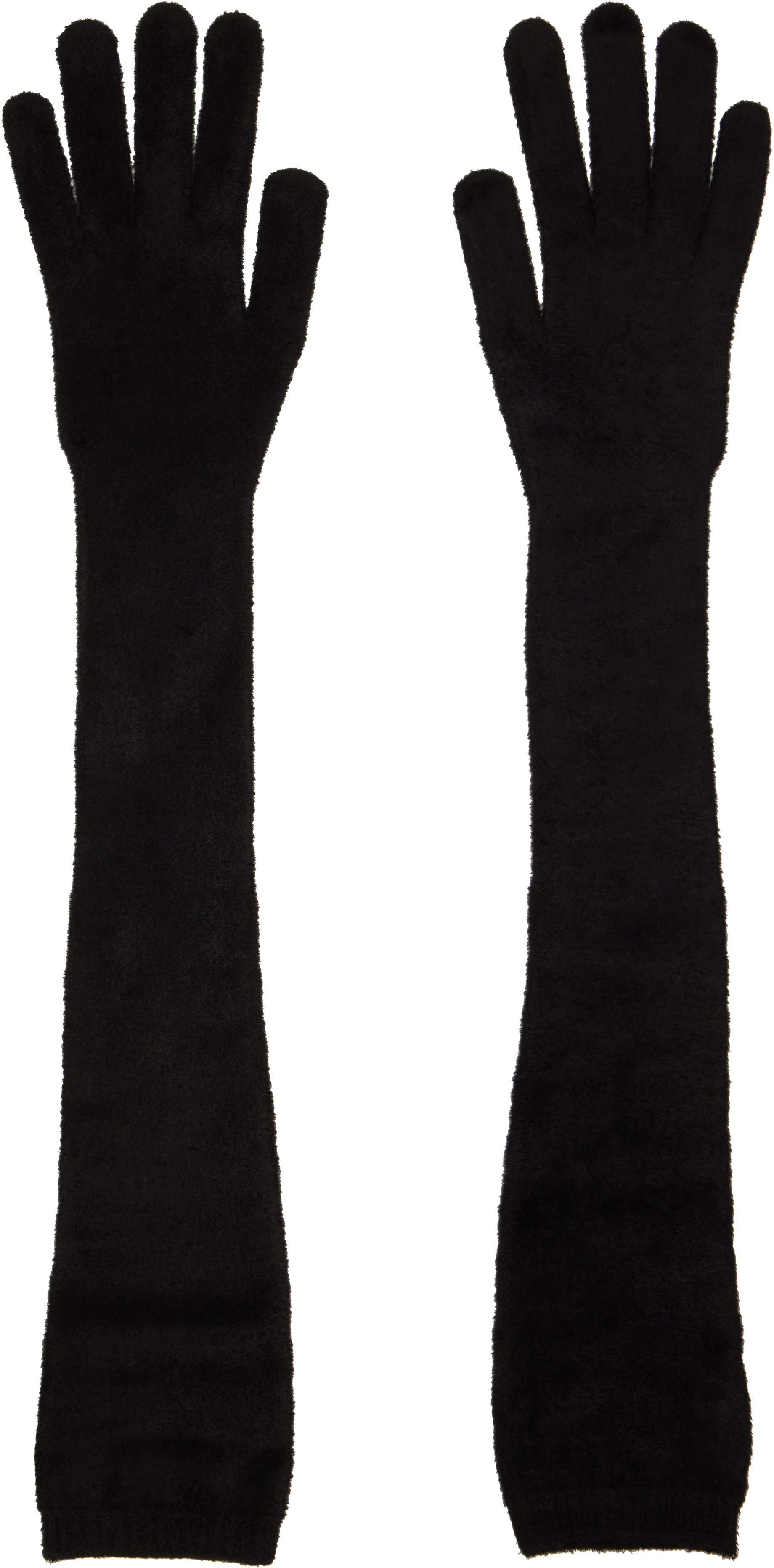 ALAÏA: ブラック テーラード ベルベット ロンググローブ | SSENSE 日本