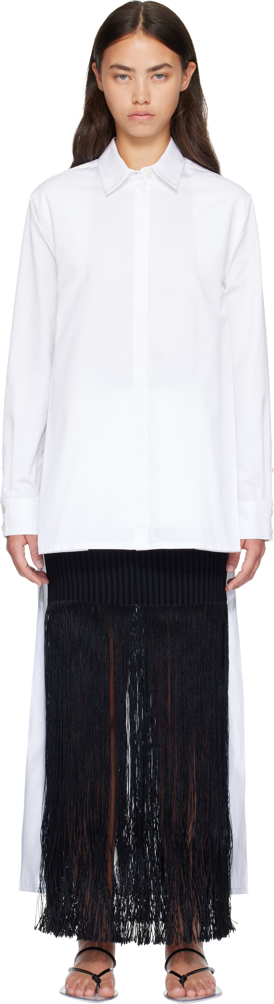ALAÏA: White Asymmetric Cotton Shirt | SSENSE