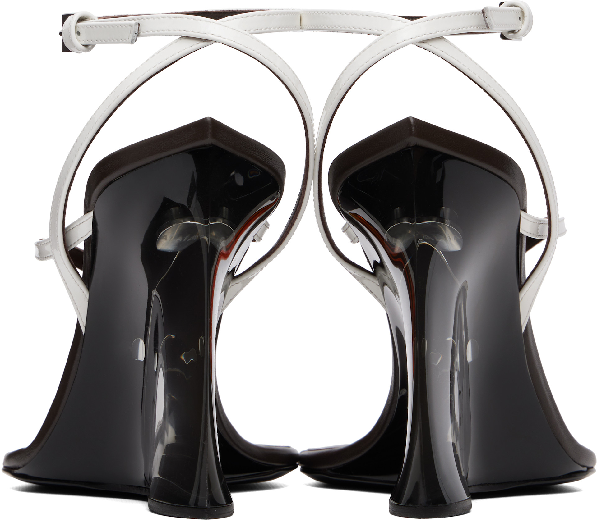 ALAÏA - Sandales blanches à talon compensé transparent