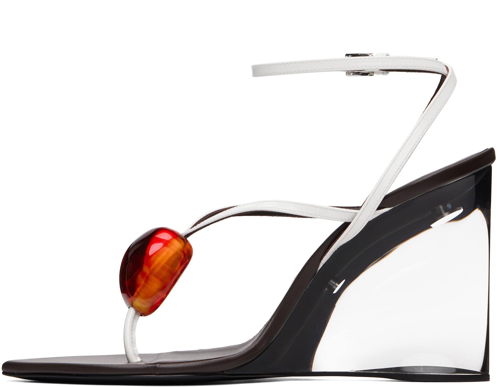 ALAÏA - Sandales blanches à talon compensé transparent