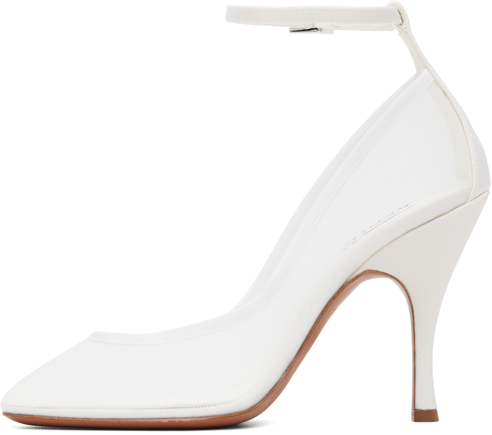 ALAÏA - Chaussures à talon blanches en filet à bride