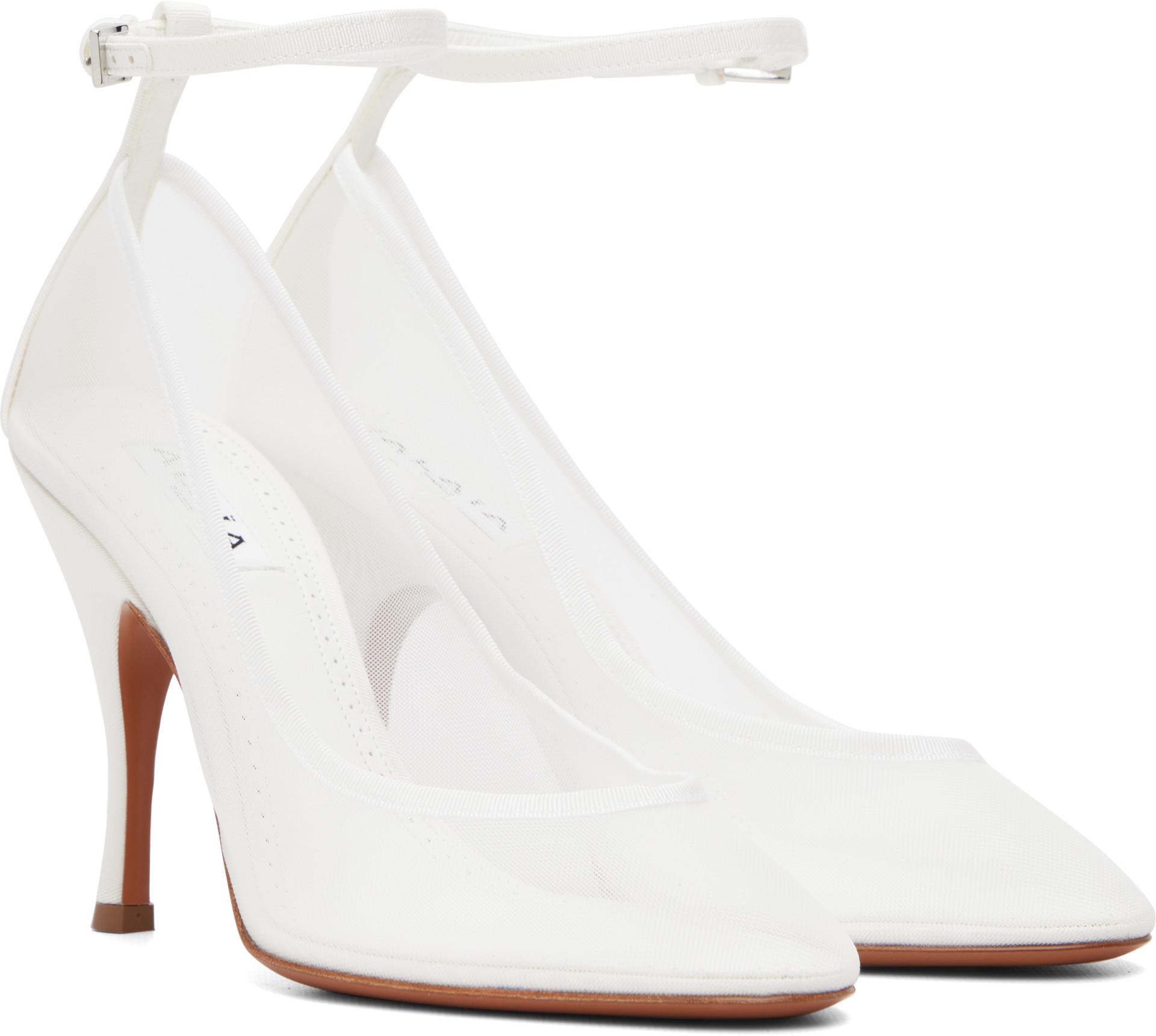 ALAÏA - White Strappy Mesh Heels