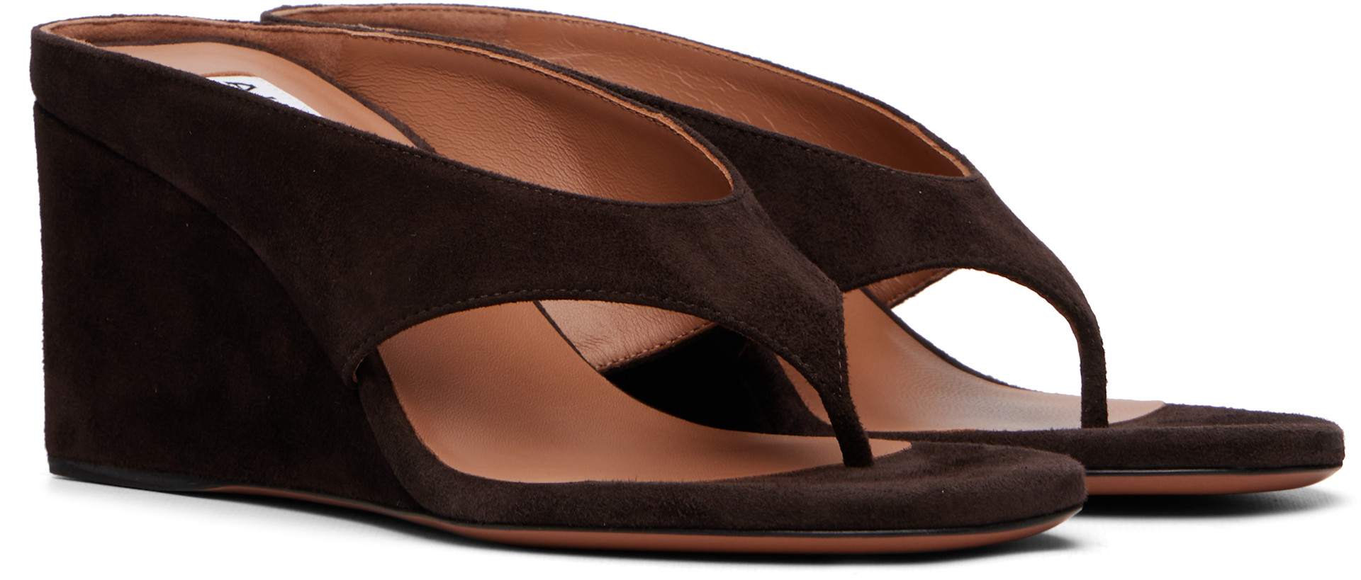 ALAÏA: Brown Cube Thong Heeled Sandals | SSENSE