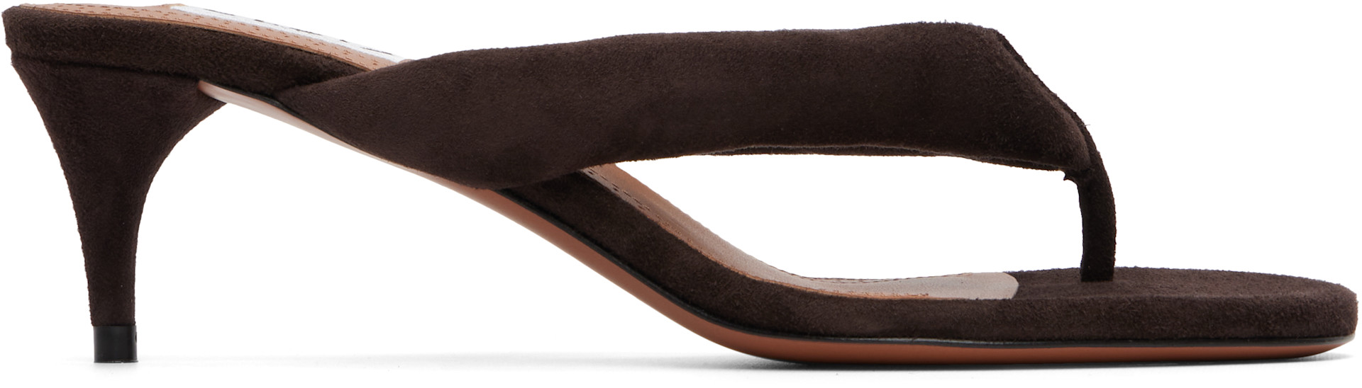 ALA&Iuml;A - Brown Thong Mules Heeled Sandals