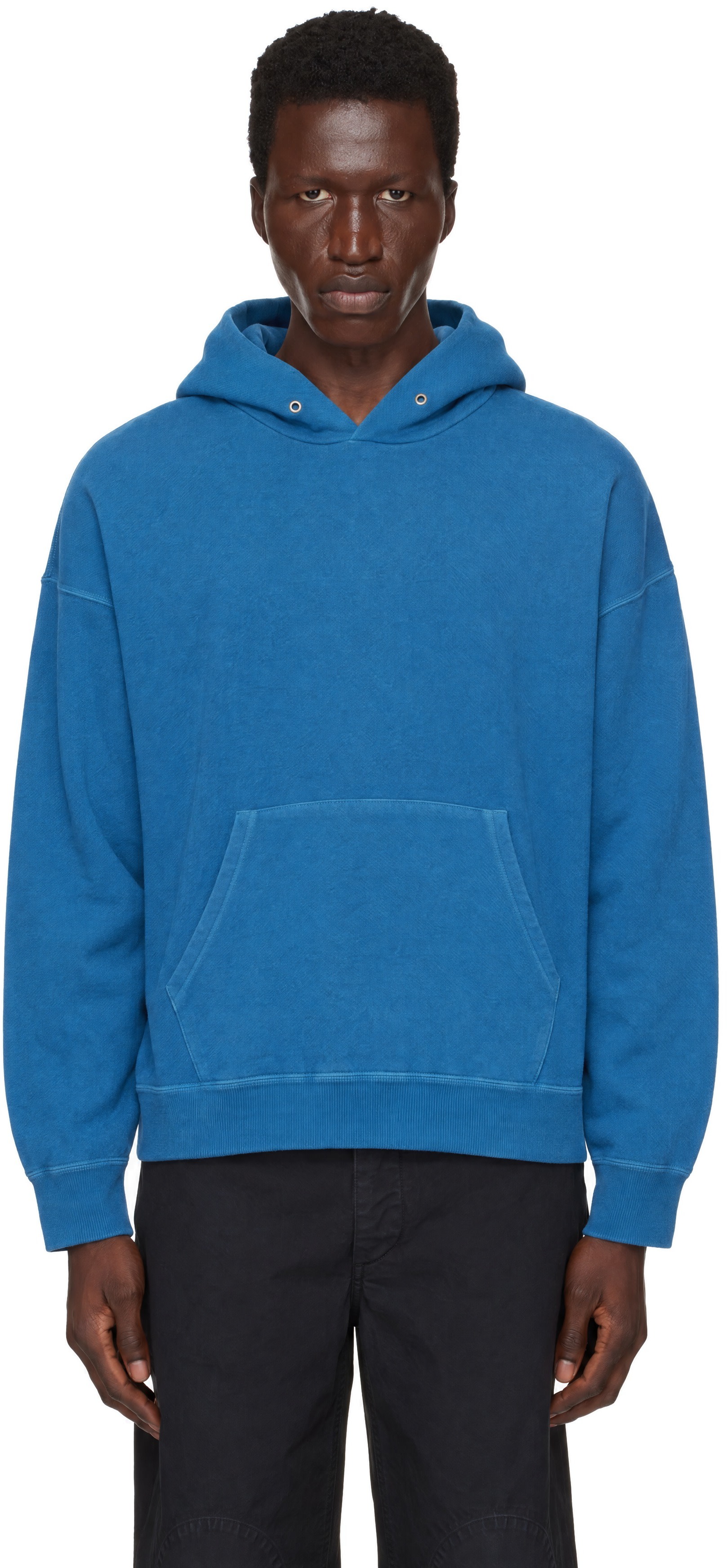 visvim - Pull à capuche surdimensionné et écourté bleu