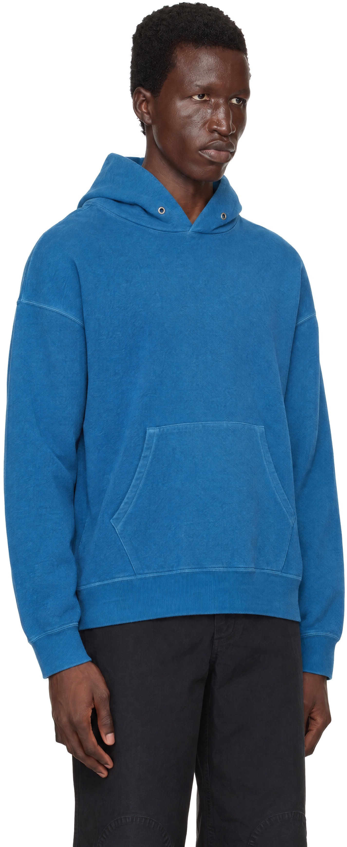visvim - Pull à capuche surdimensionné et écourté bleu