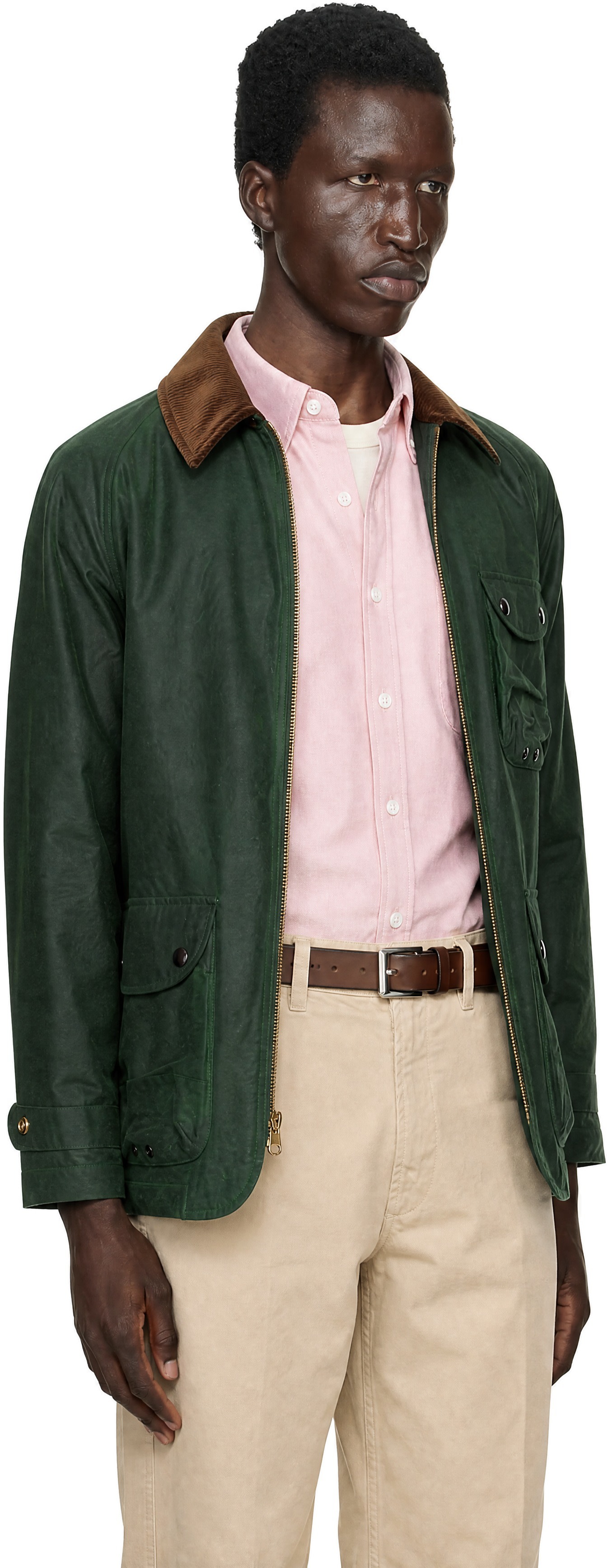 Drake's - Blouson vert en coton ciré