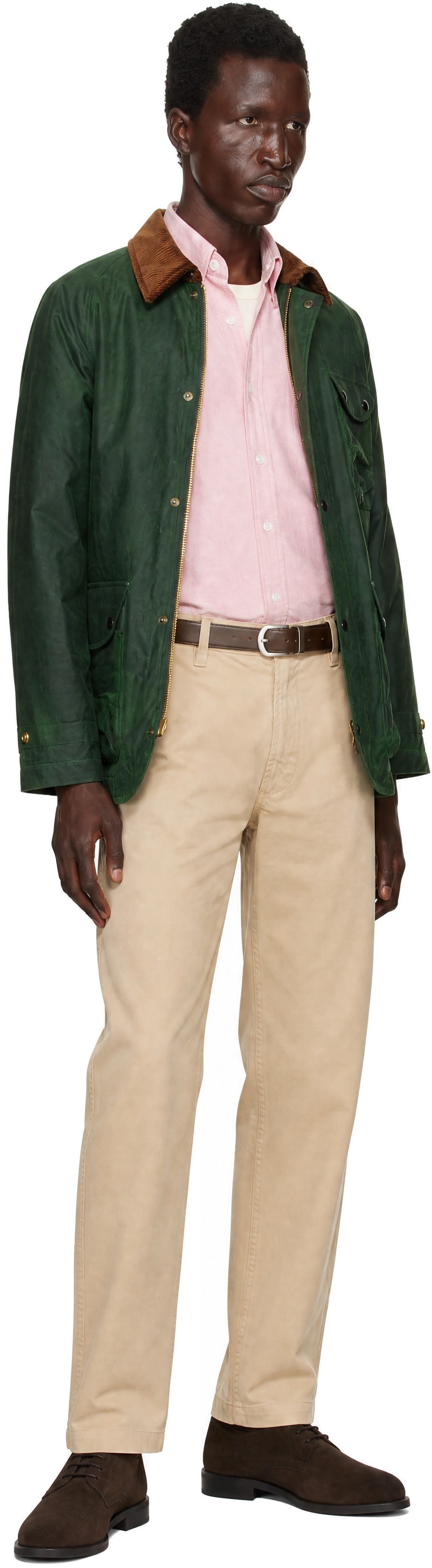 Drake's - Blouson vert en coton ciré