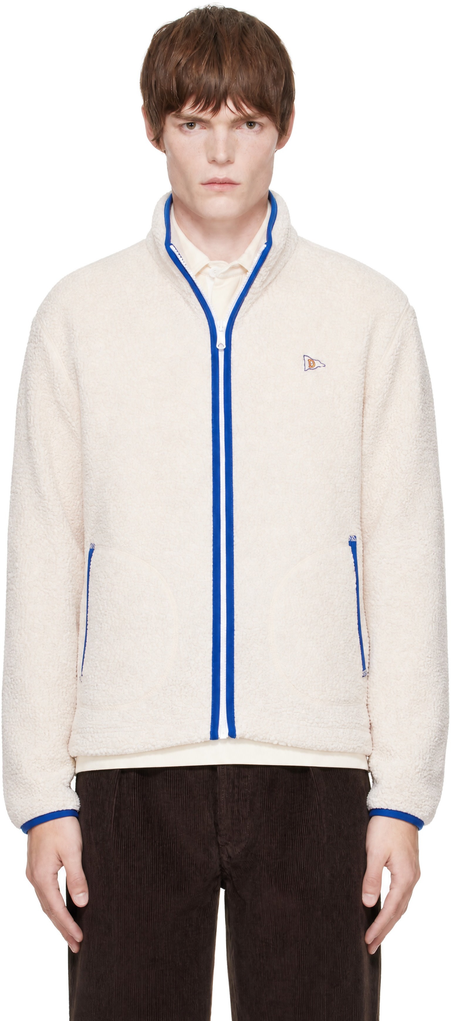 Drake's - Off-White Boucle Wool Zip Fleece Jacket