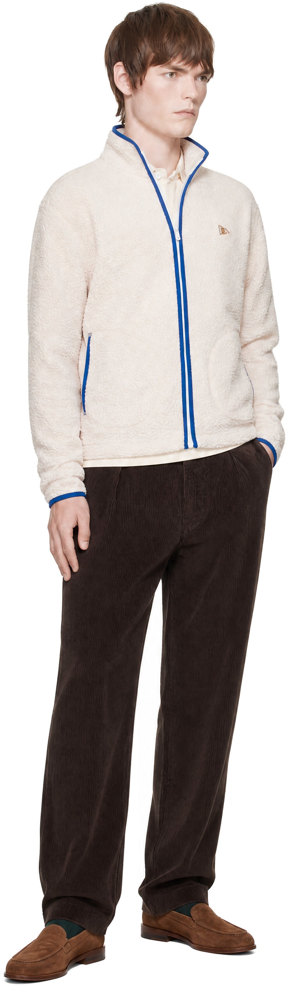 Drake's - Off-White Boucle Wool Zip Fleece Jacket