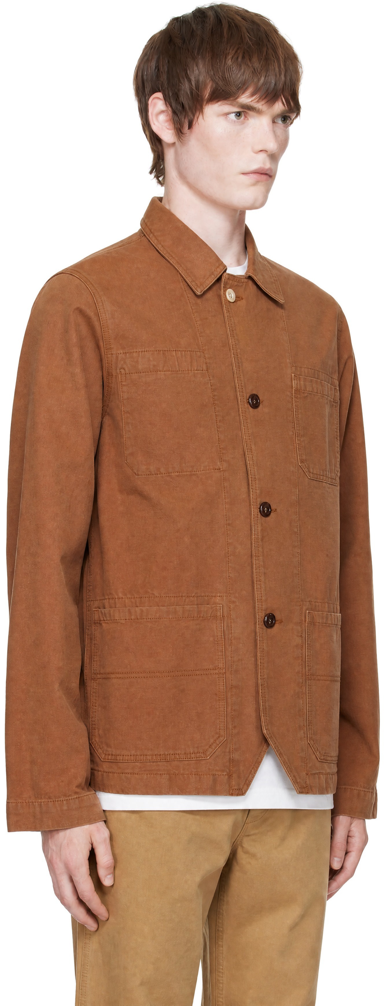 Drake's - Brown Canvas Mitred Chore Jacket