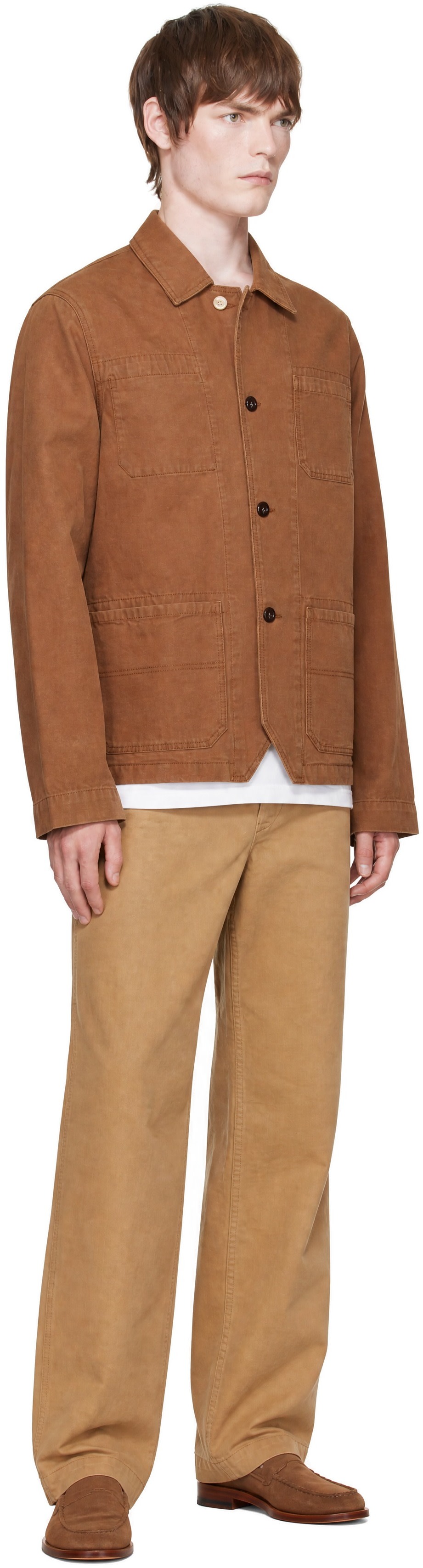 Drake's - Brown Canvas Mitred Chore Jacket