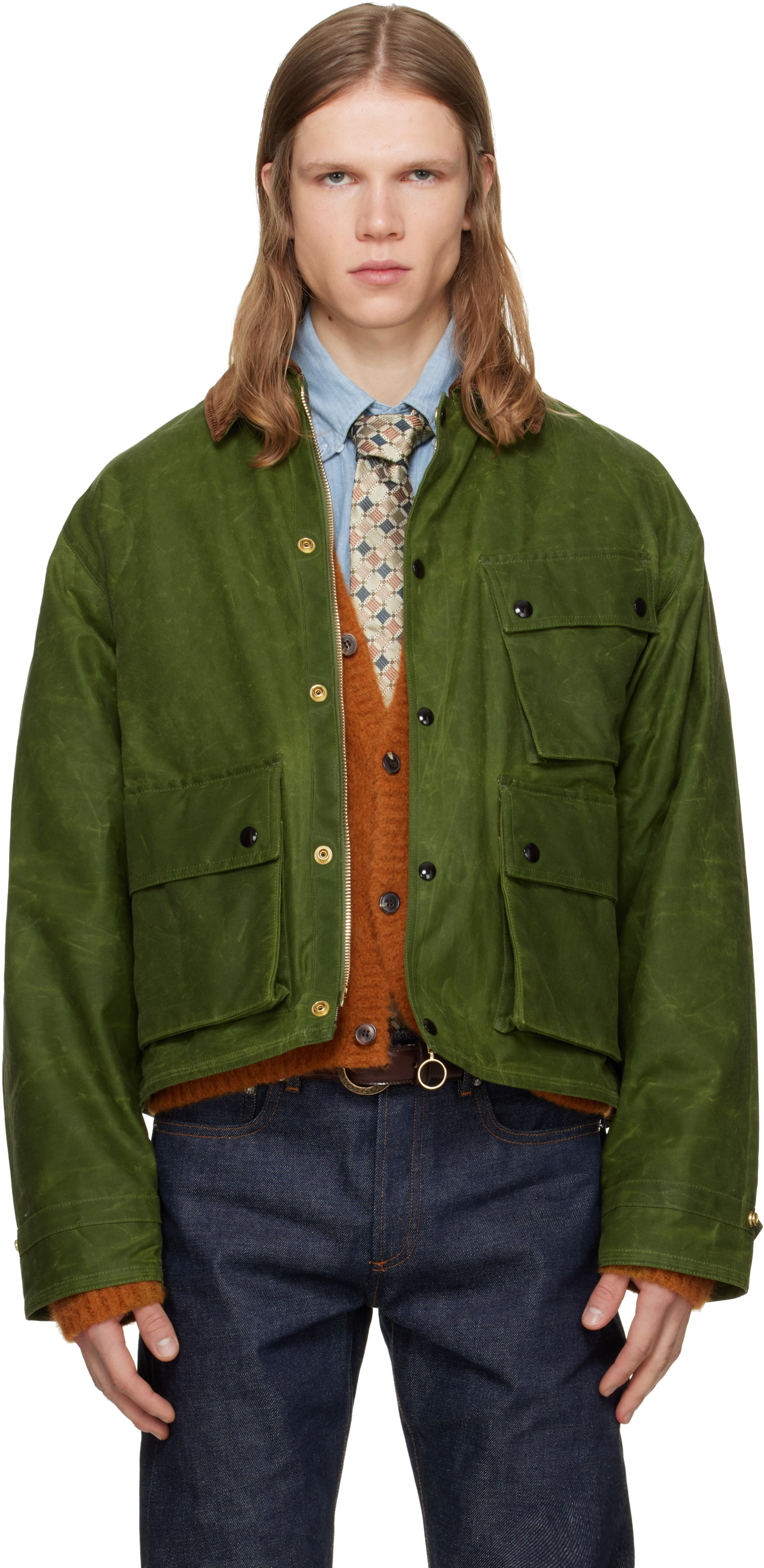 Drake's - Khaki Waxed Cotton Wader Jacket