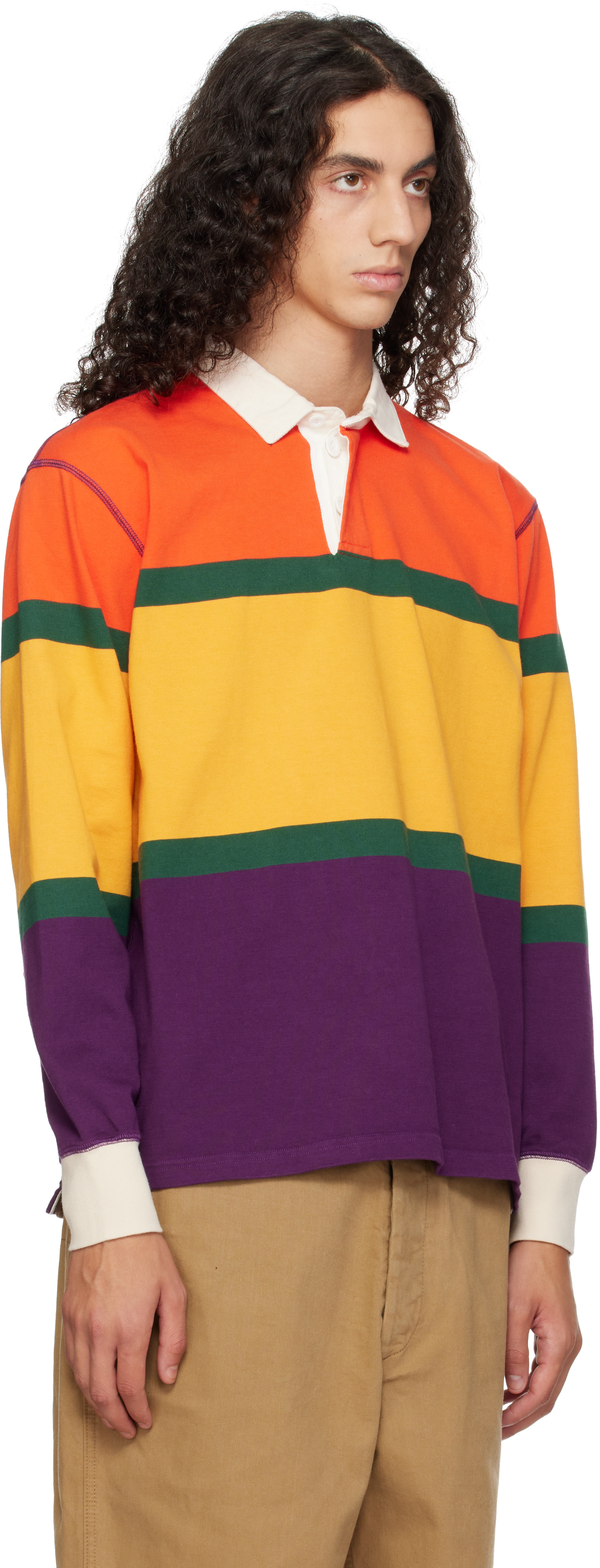 Drake's - Multicolor Multi Stripe Cotton Rugby Polo
