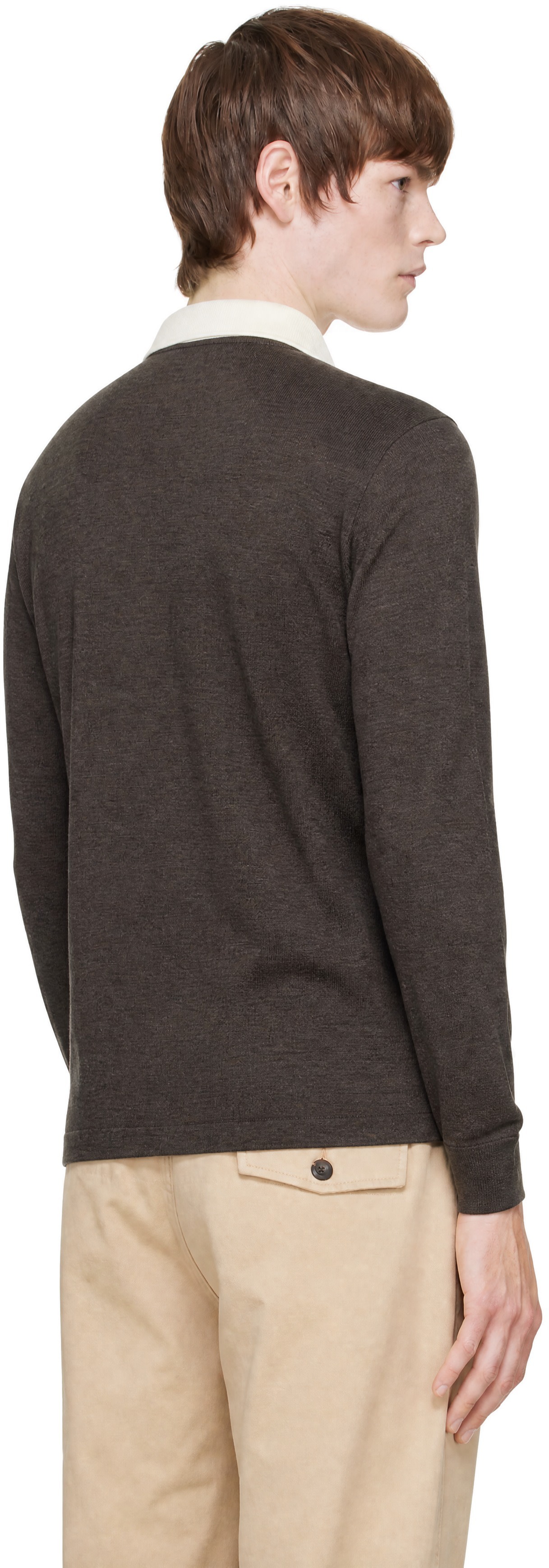 Drake’s - 棕色 Solid Knitted Rugby Polo 衫