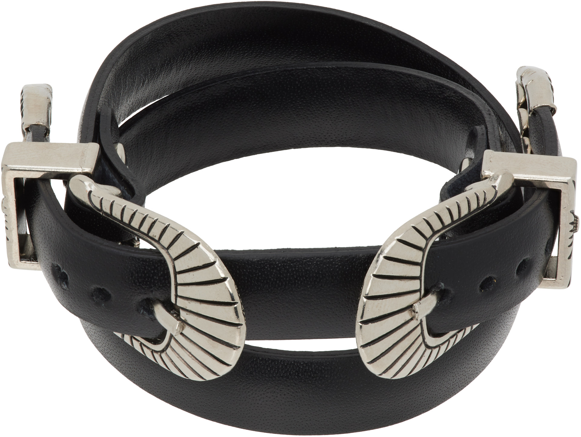 Toga Pulla - Bracelet jonc noir à deux boucles