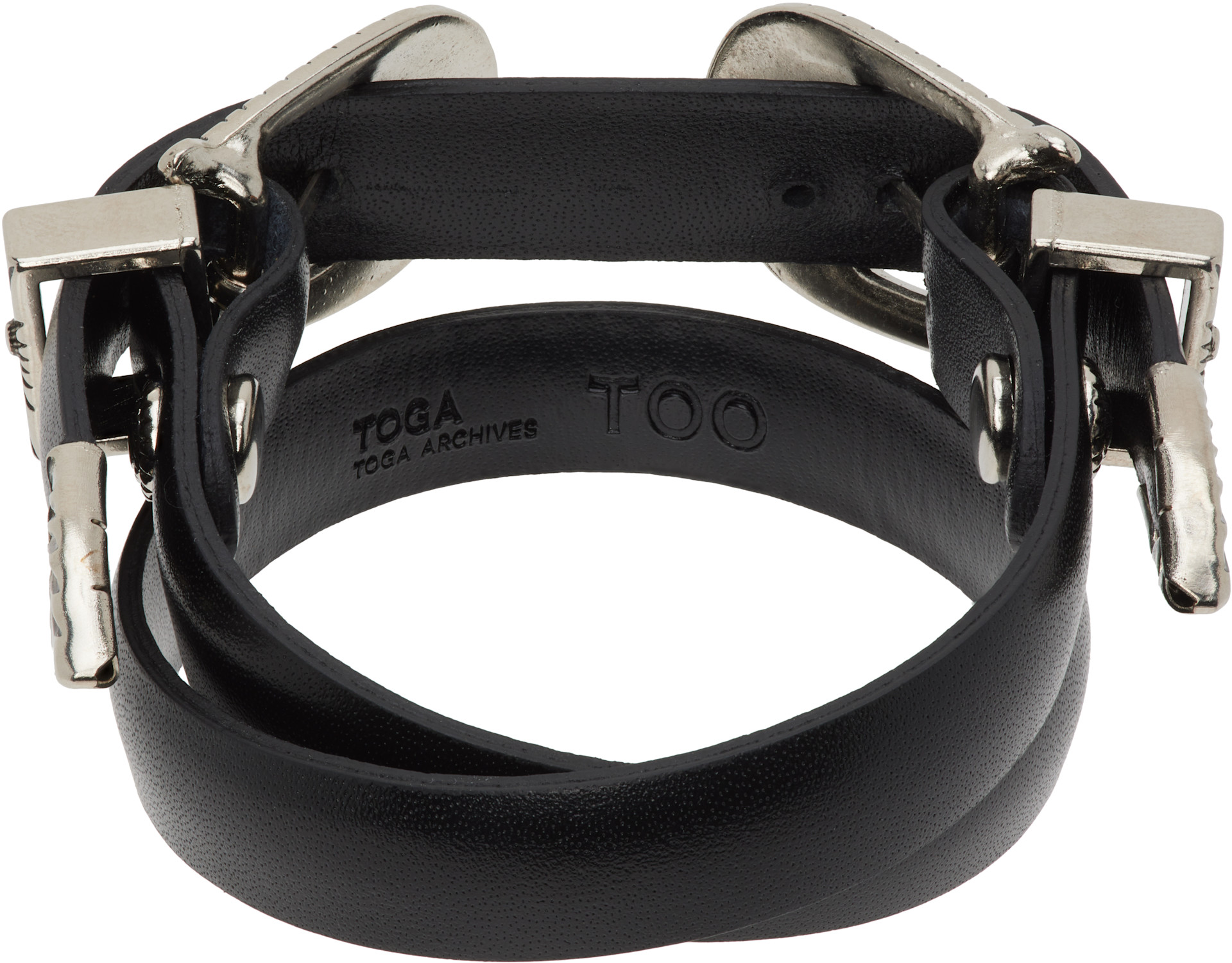 Toga Pulla - Bracelet jonc noir à deux boucles