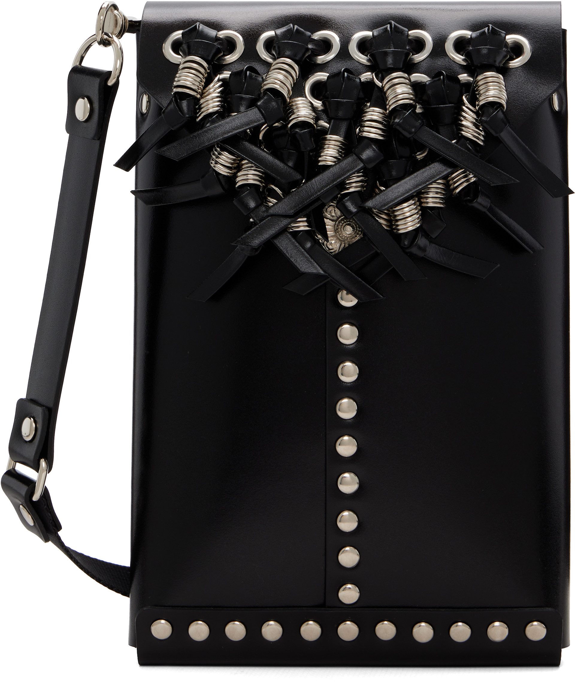 Toga Pulla: Black Leather Shoulder Bag | SSENSE