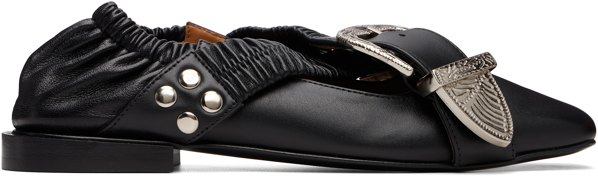 Toga Pulla: Black Cross Strap Ballerina Flats | SSENSE