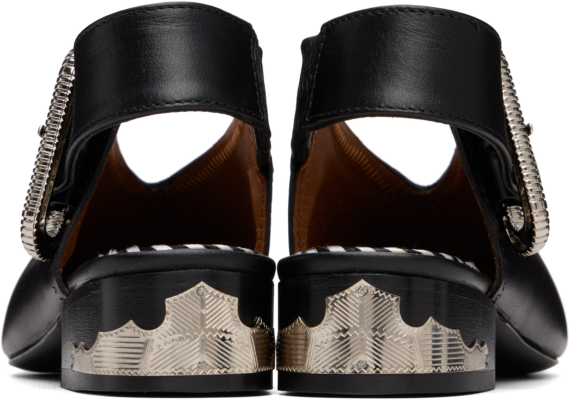 TOGA PULLA トーガプルラ メッシュシューズ フラットシューズ Toga Pulla: SSENSE限定 ブラック レザー フラットシューズ | SSENSE 日本