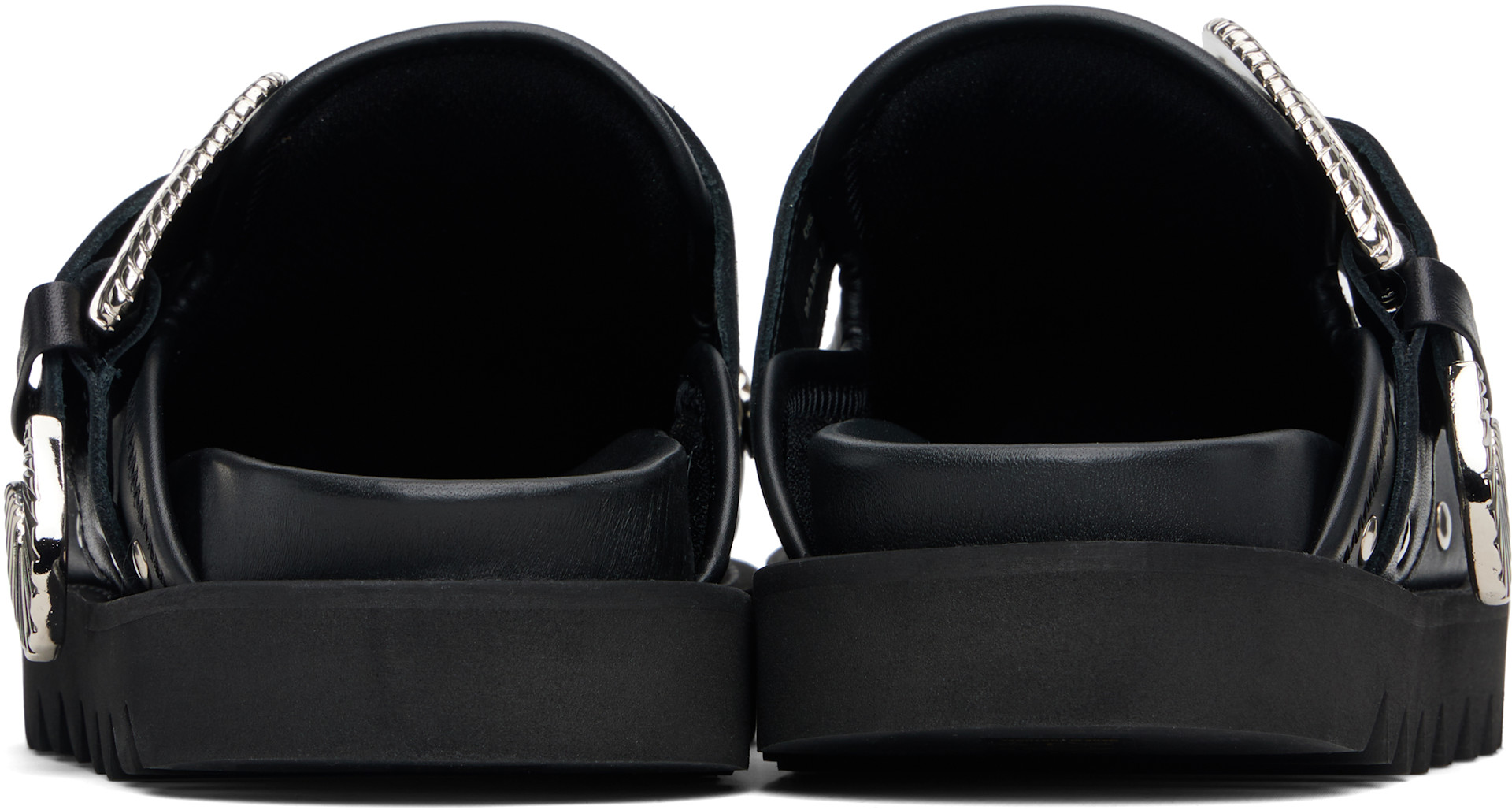 Toga Pulla: Black Eyelet Metal Sabot Loafers | SSENSE