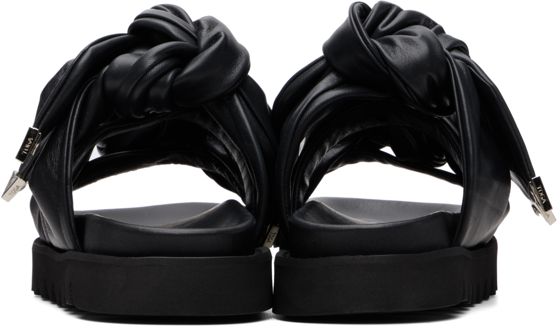 Toga Pulla - Black Leather Flat Sandals