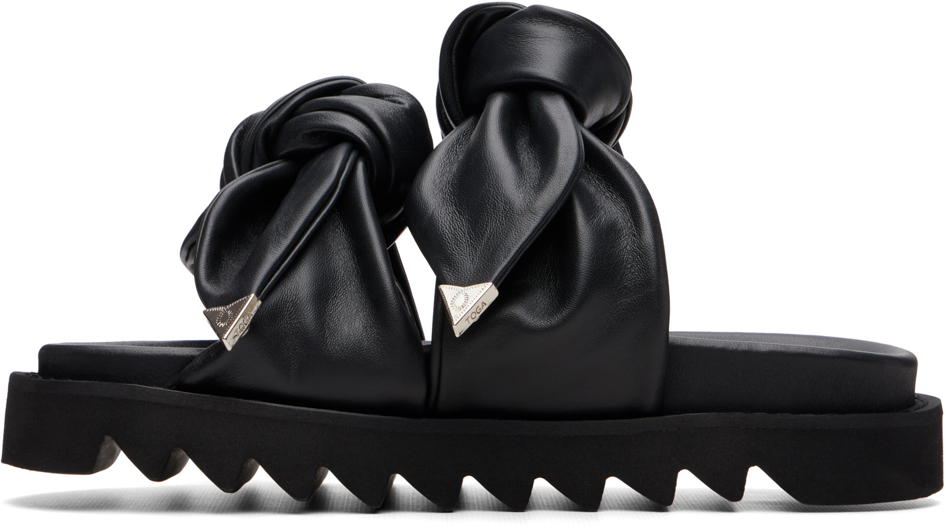 Toga Pulla - Black Leather Flat Sandals
