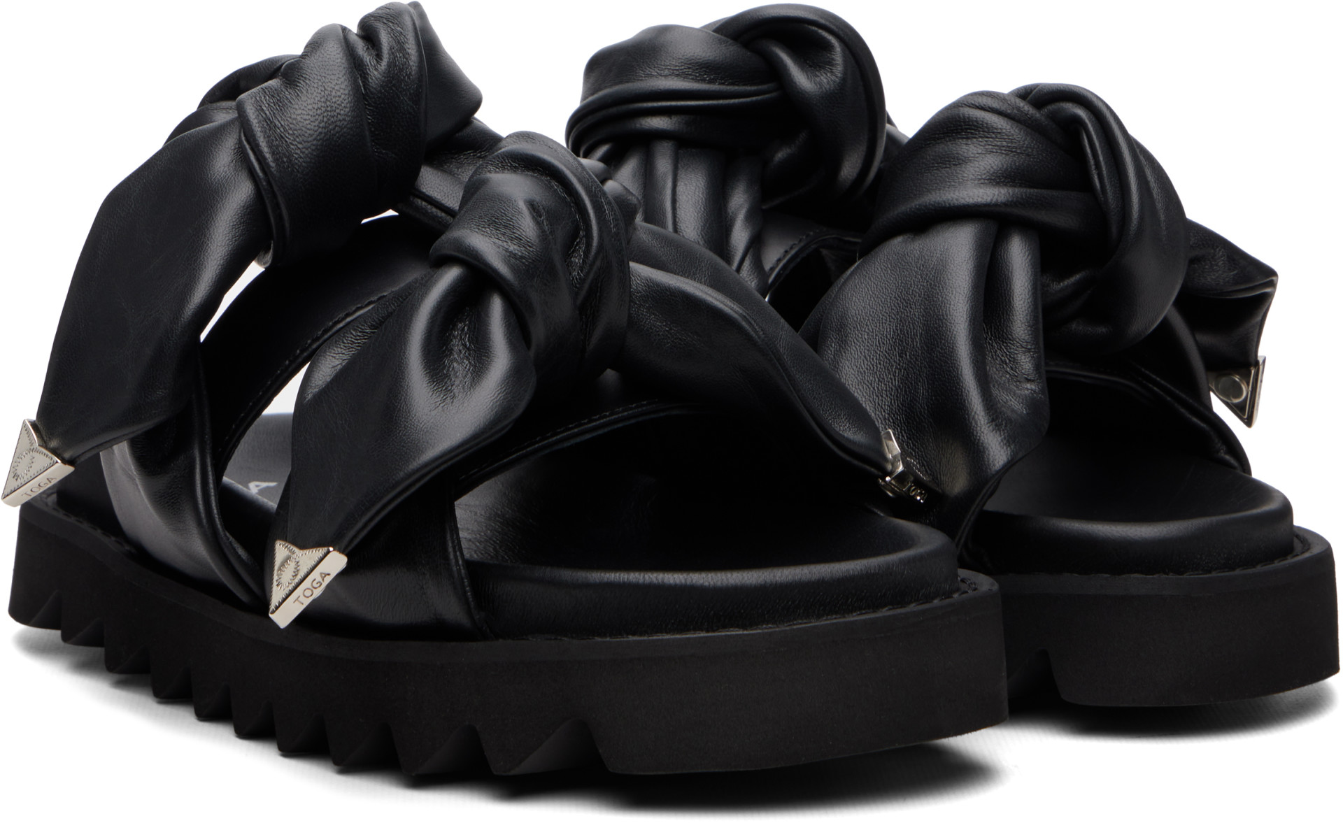 Toga Pulla - Black Leather Flat Sandals