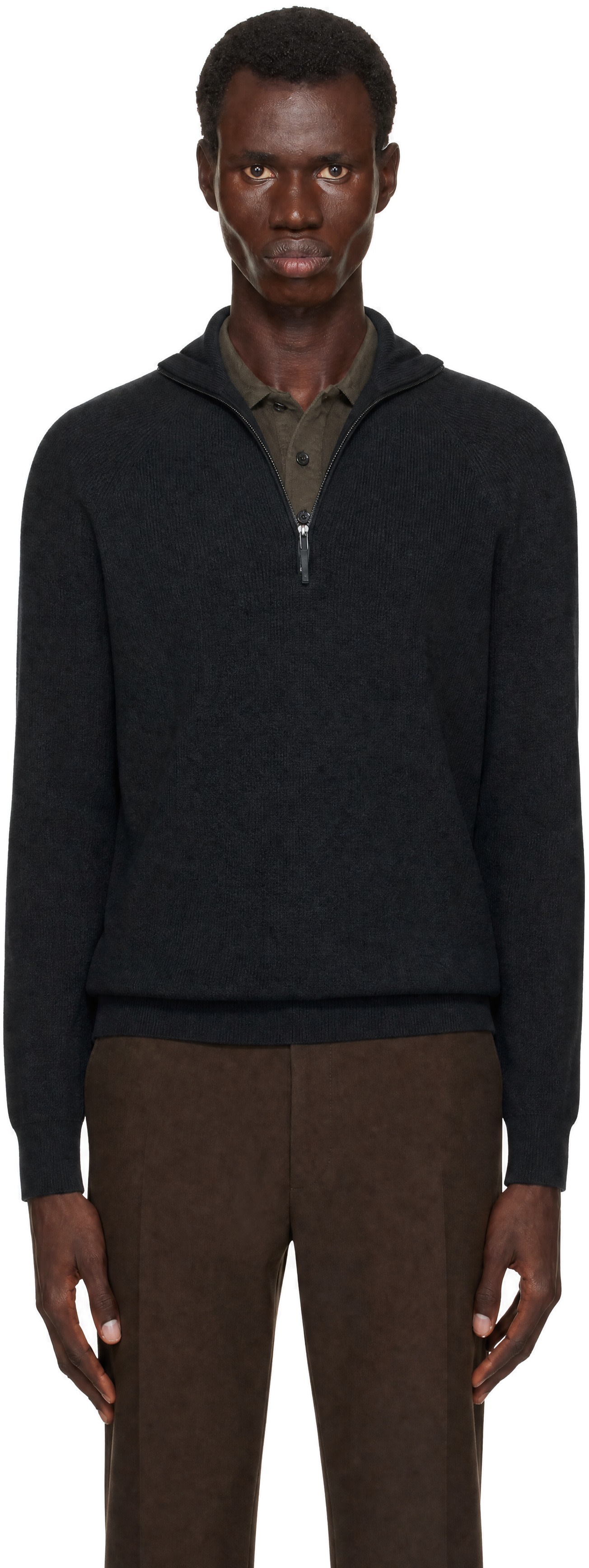 Veilance - Black Conic Wool Half Zip Sweater