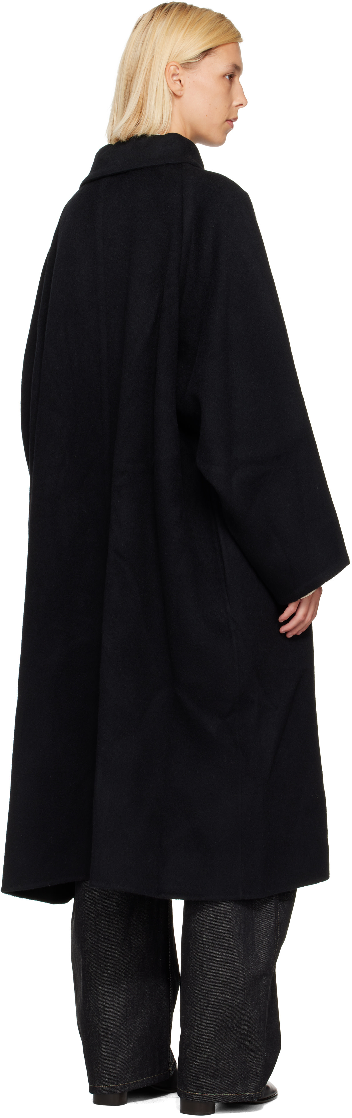 LE17SEPTEMBRE: Black Stand Neck Handmade Long Coat | SSENSE