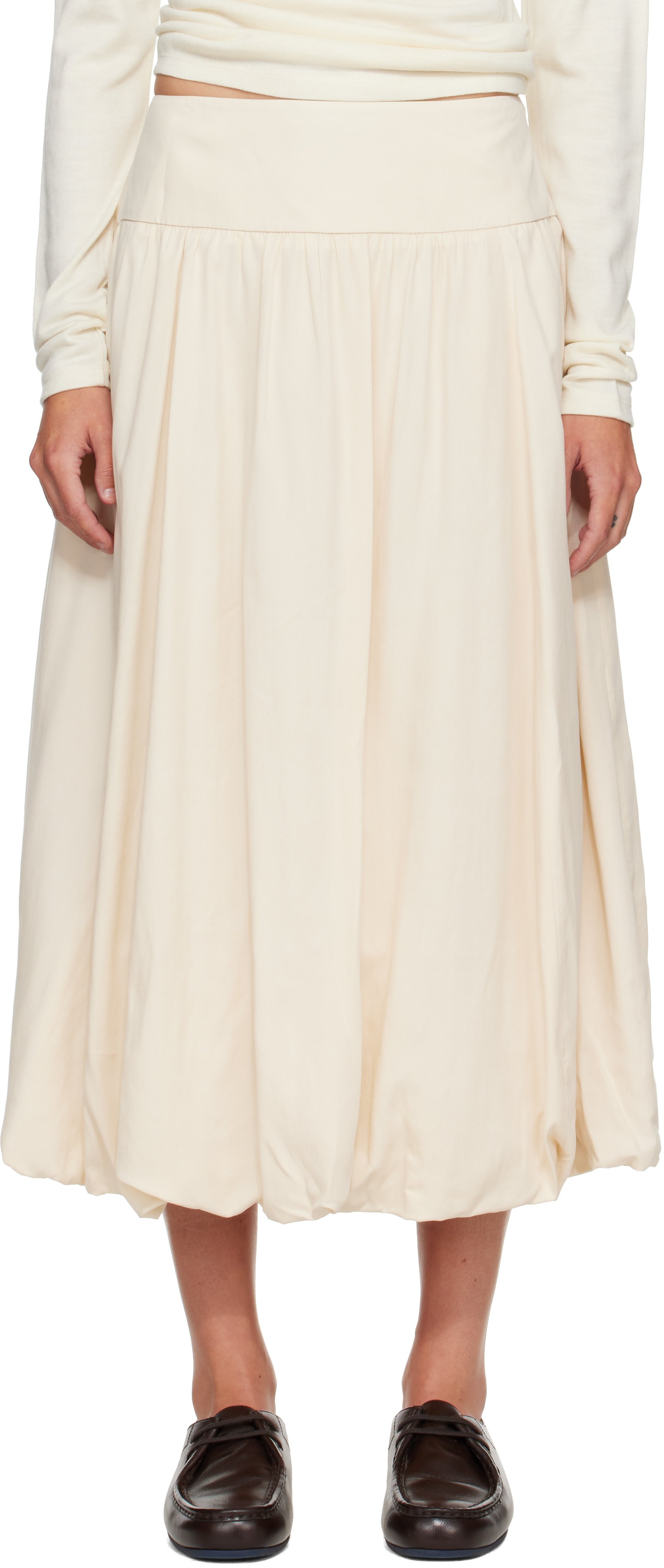 LE17SEPTEMBRE - Off-White Fluid Balloon Midi Skirt
