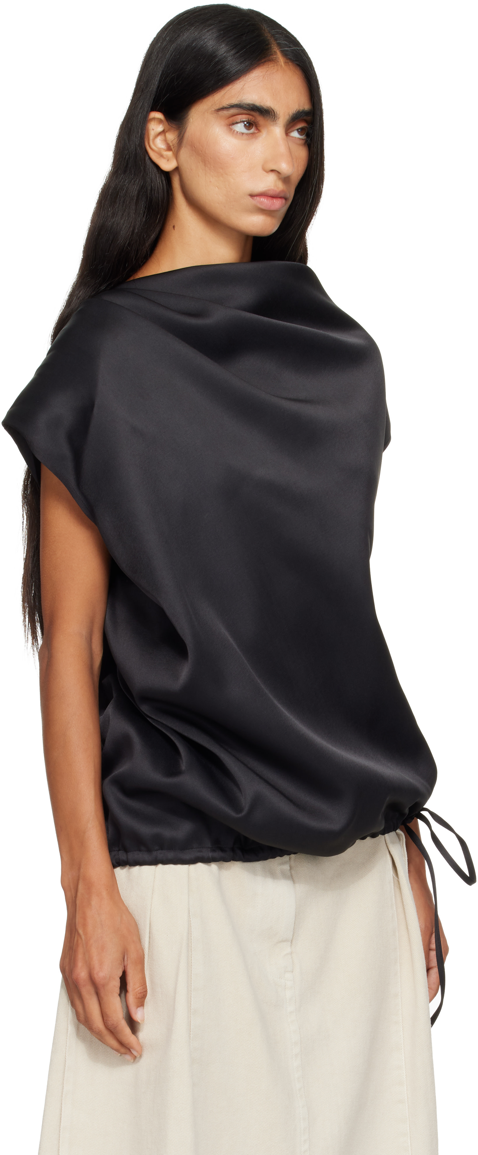 LE17SEPTEMBRE - Haut asymétrique drapé noir