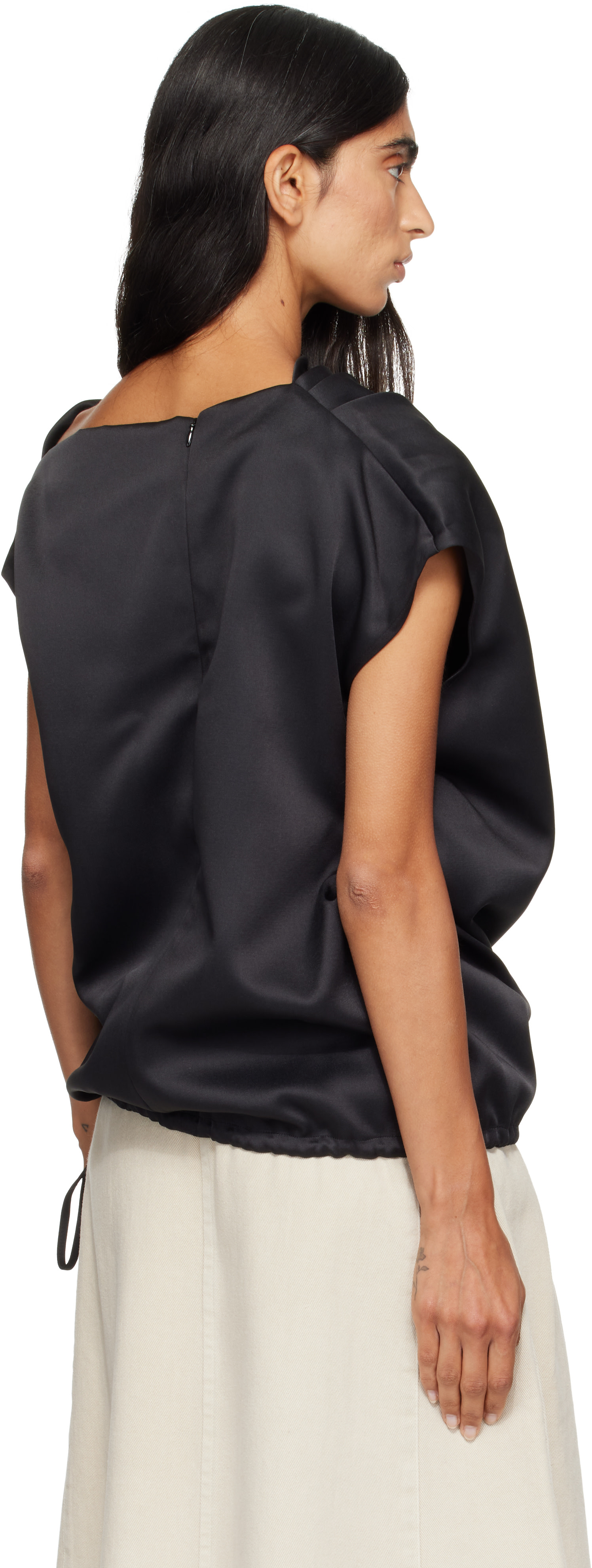 LE17SEPTEMBRE - Haut asymétrique drapé noir