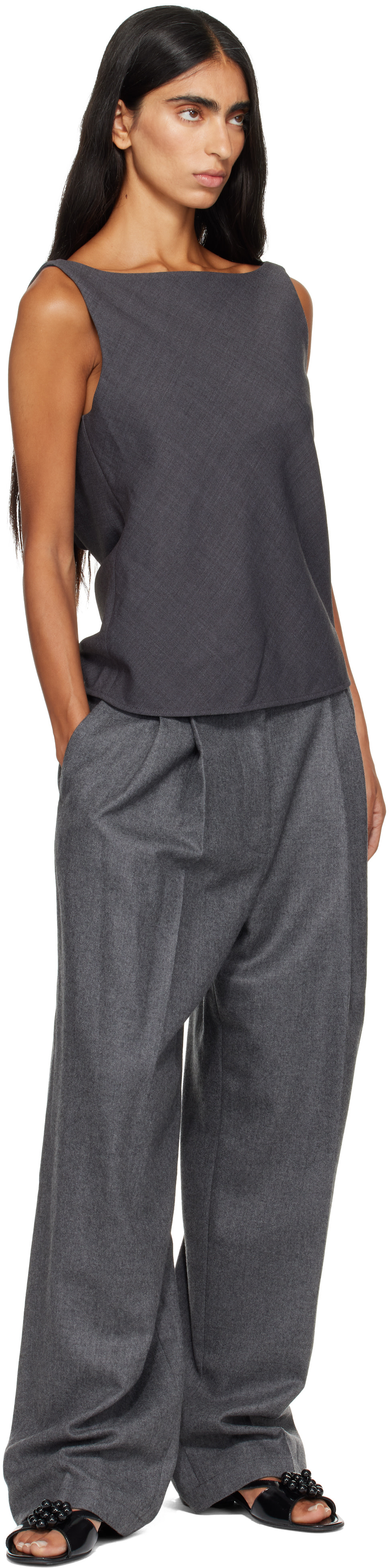LE17SEPTEMBRE: グレー Draped Back-Scoop ノースリーブ トップス