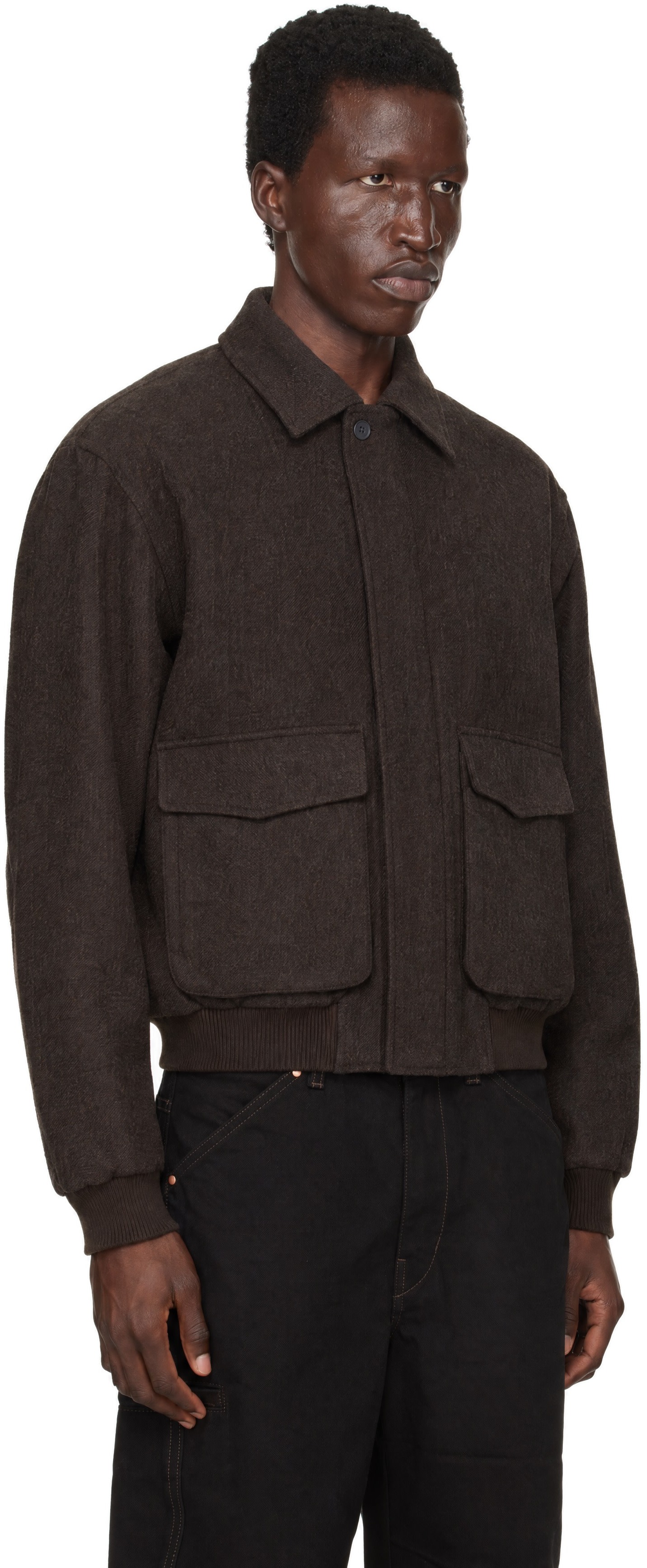 LE17SEPTEMBRE - Brown Virgin Wool Bomber Jacket