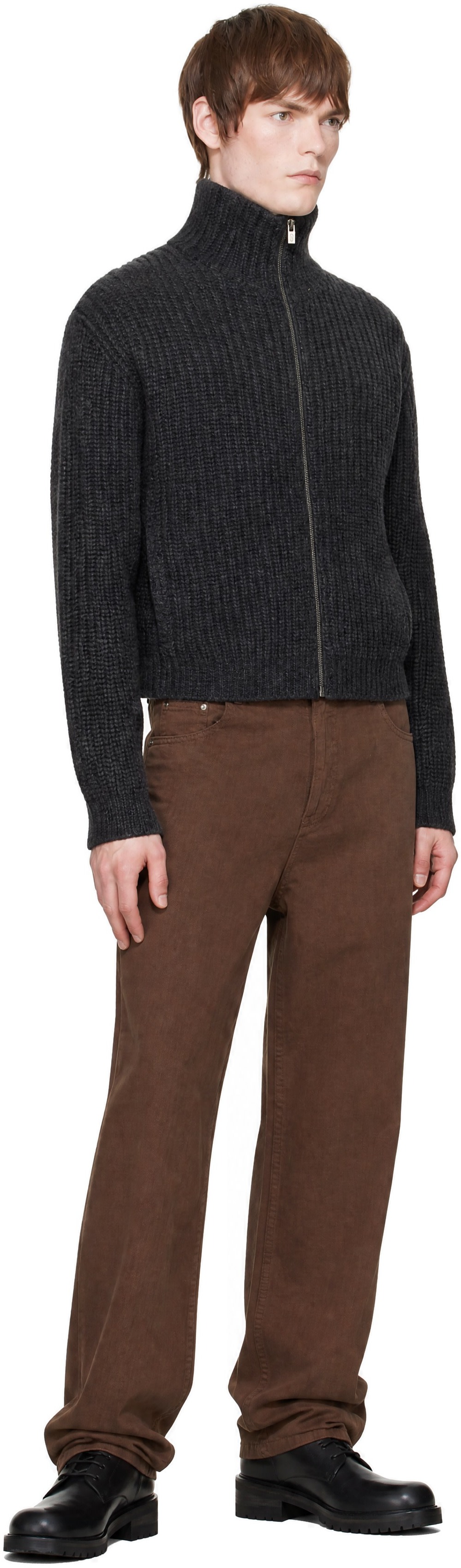 LE17SEPTEMBRE - Gray Chunky Zip Cardigan