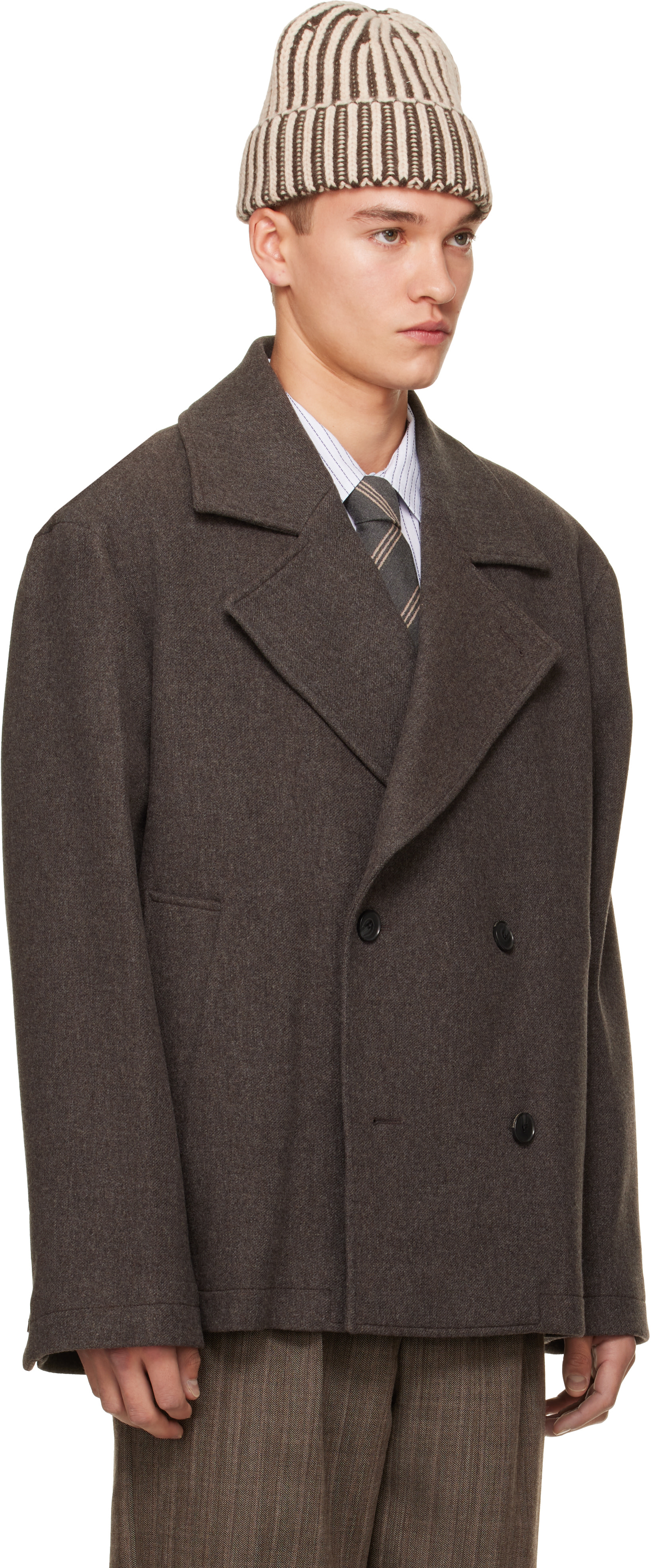 mfpen - Brown Sentence Peacoat Jacket
