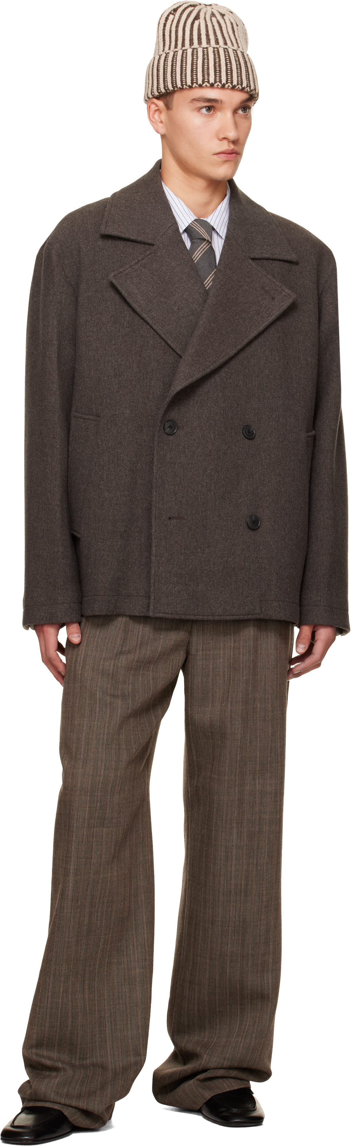 mfpen - Brown Sentence Peacoat Jacket