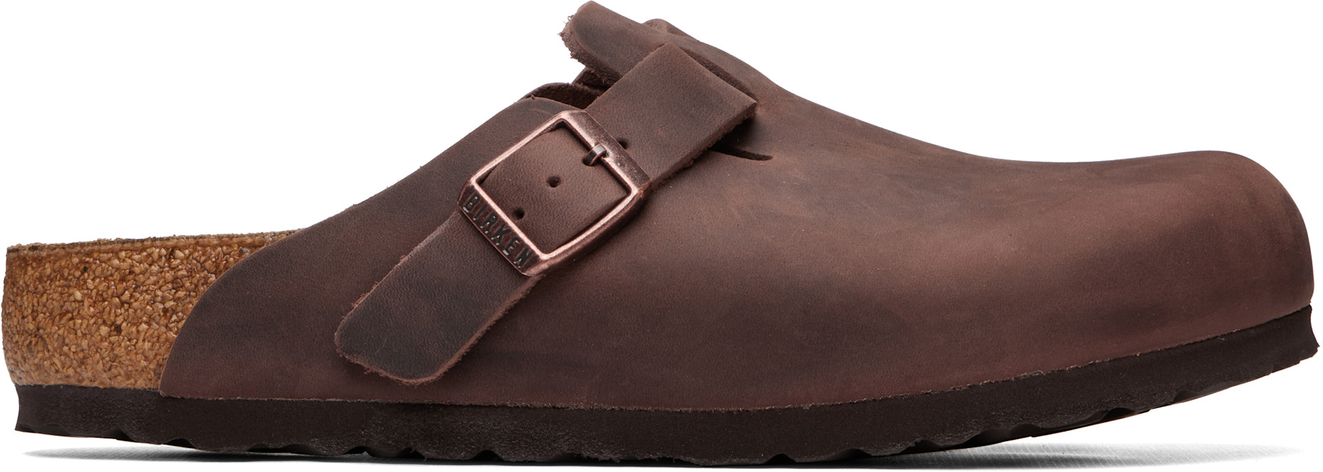 ブラウン レザー クロッグシューズ Birkenstock: ブラウン Regular Boston オイルレザー クロッグ