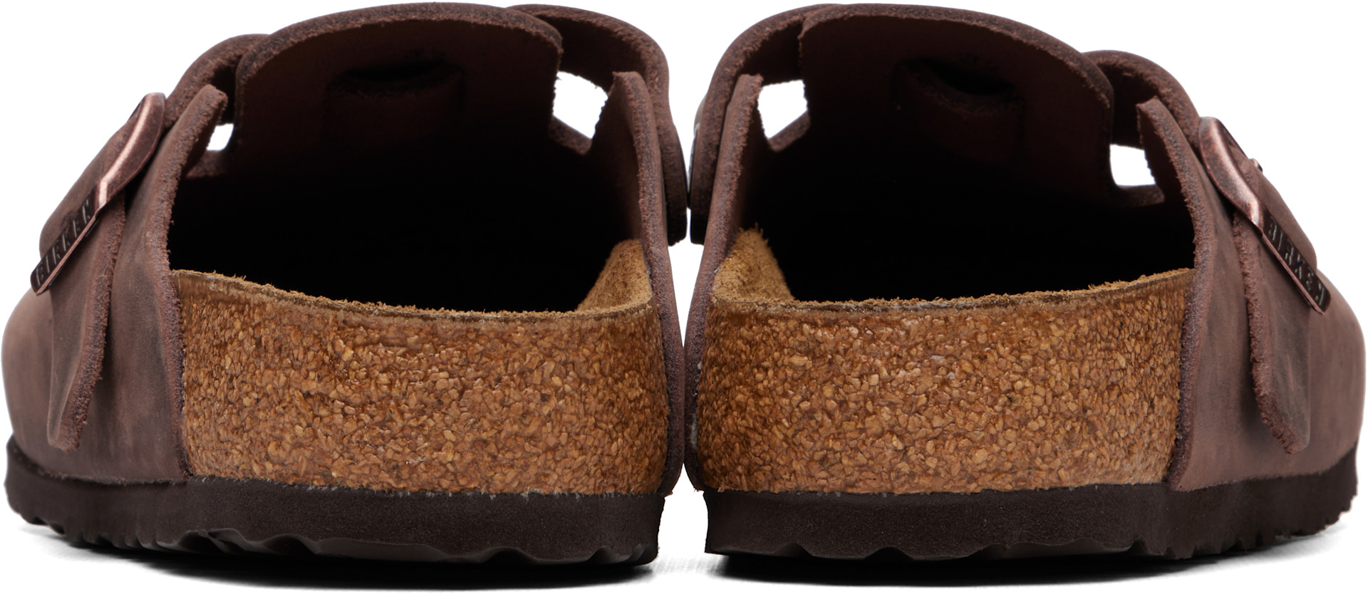 Birkenstock: ブラウン Regular Boston オイルレザー クロッグ