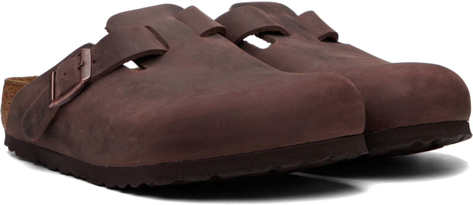 Birkenstock: ブラウン Regular Boston オイルレザー クロッグ